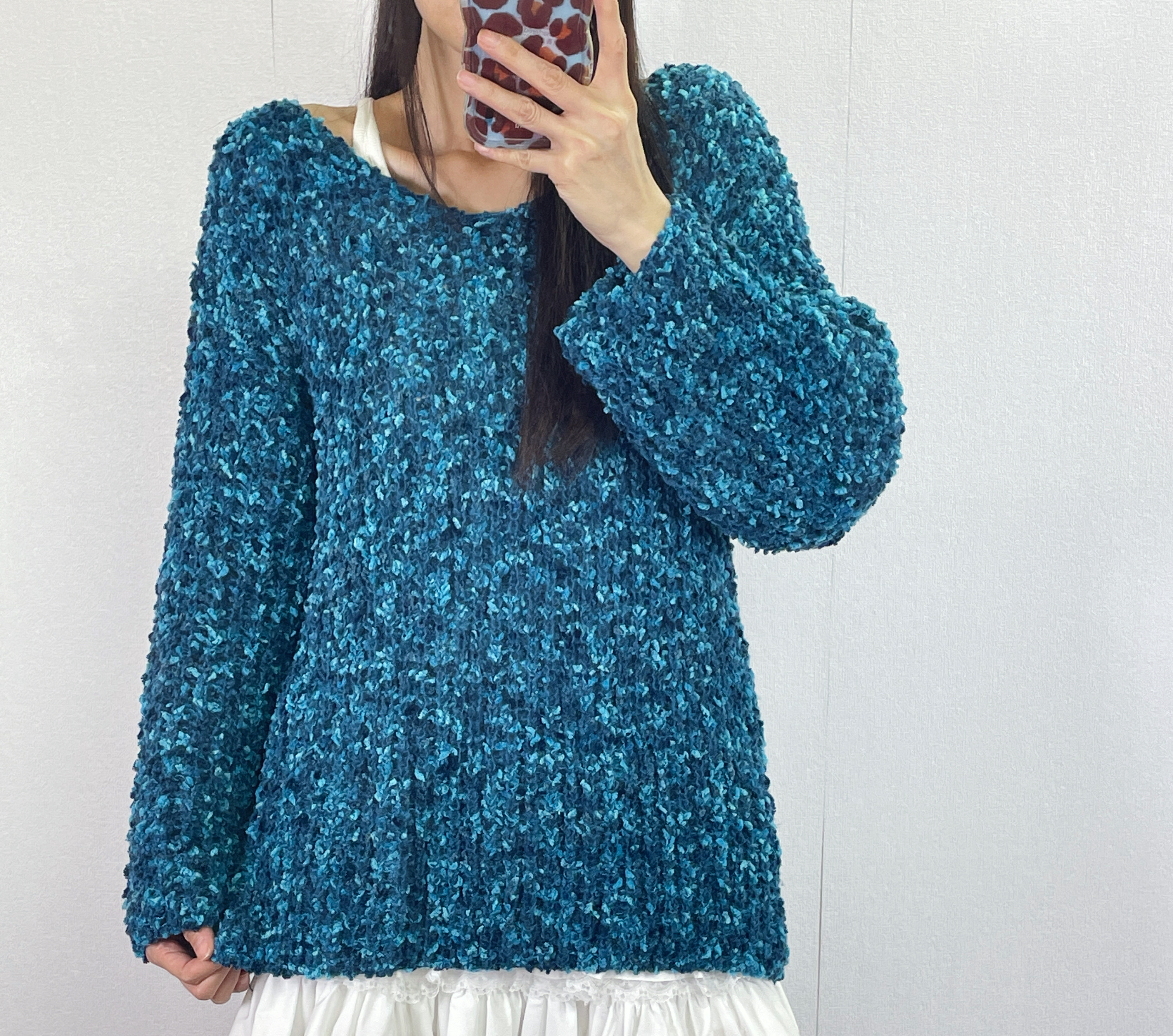 K5530 毛巾針織料V領長身top