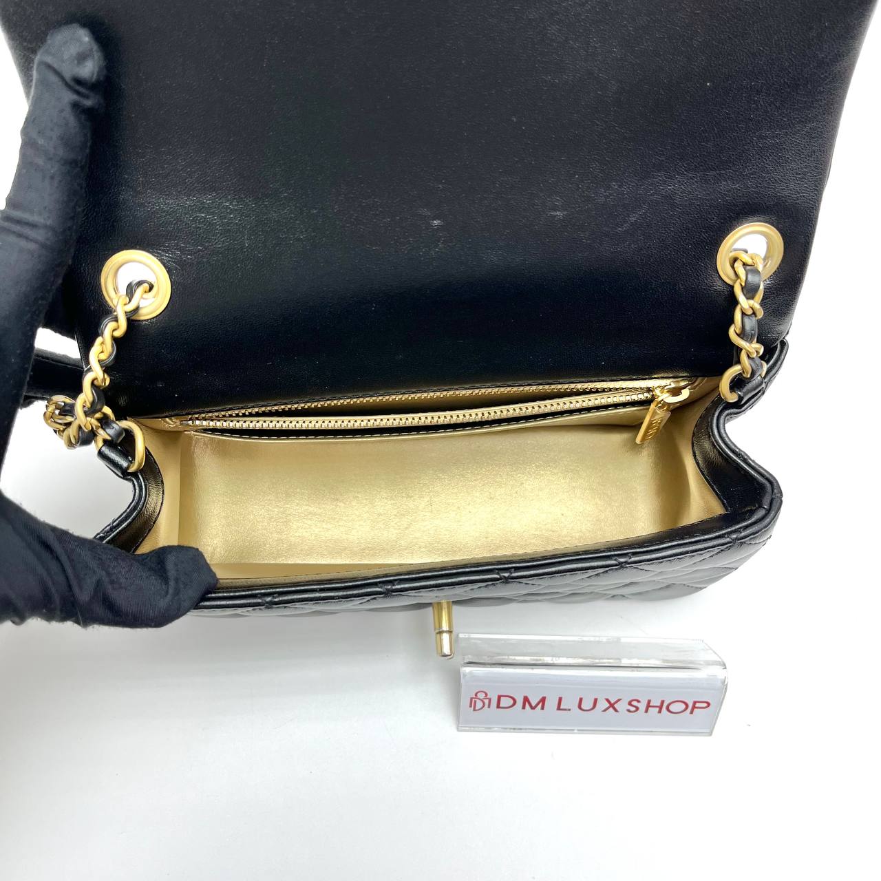 Chanel CF Black Pearl Crush Mini Rectangular GHW (Microchip)