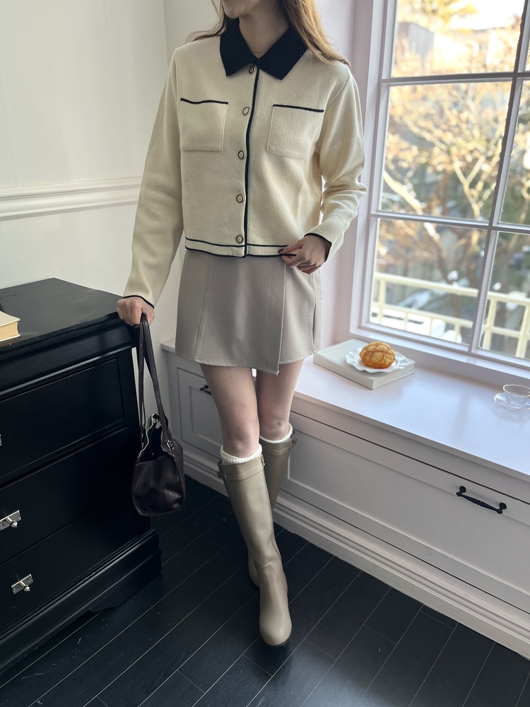 Elise Dual-Tone Cardigan (Cream)