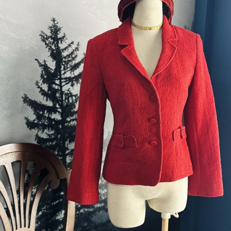 C.a. 2000 Orange Red MOD Style Made in Portugal Blazer 92% wool (MT2523)