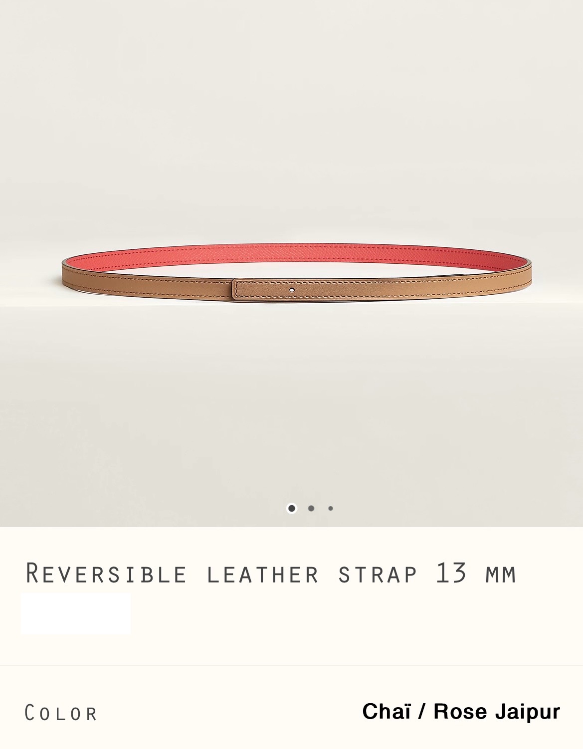 🧧 Hermes 全新 🆕 Chai x Rose Jaipur 奶茶色拼蜜桃粉紅  Swift Epsom皮 13 mm雙面皮帶