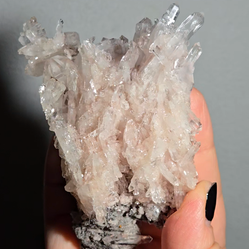 Pink Lemurian cluster with rainbows - LQ188