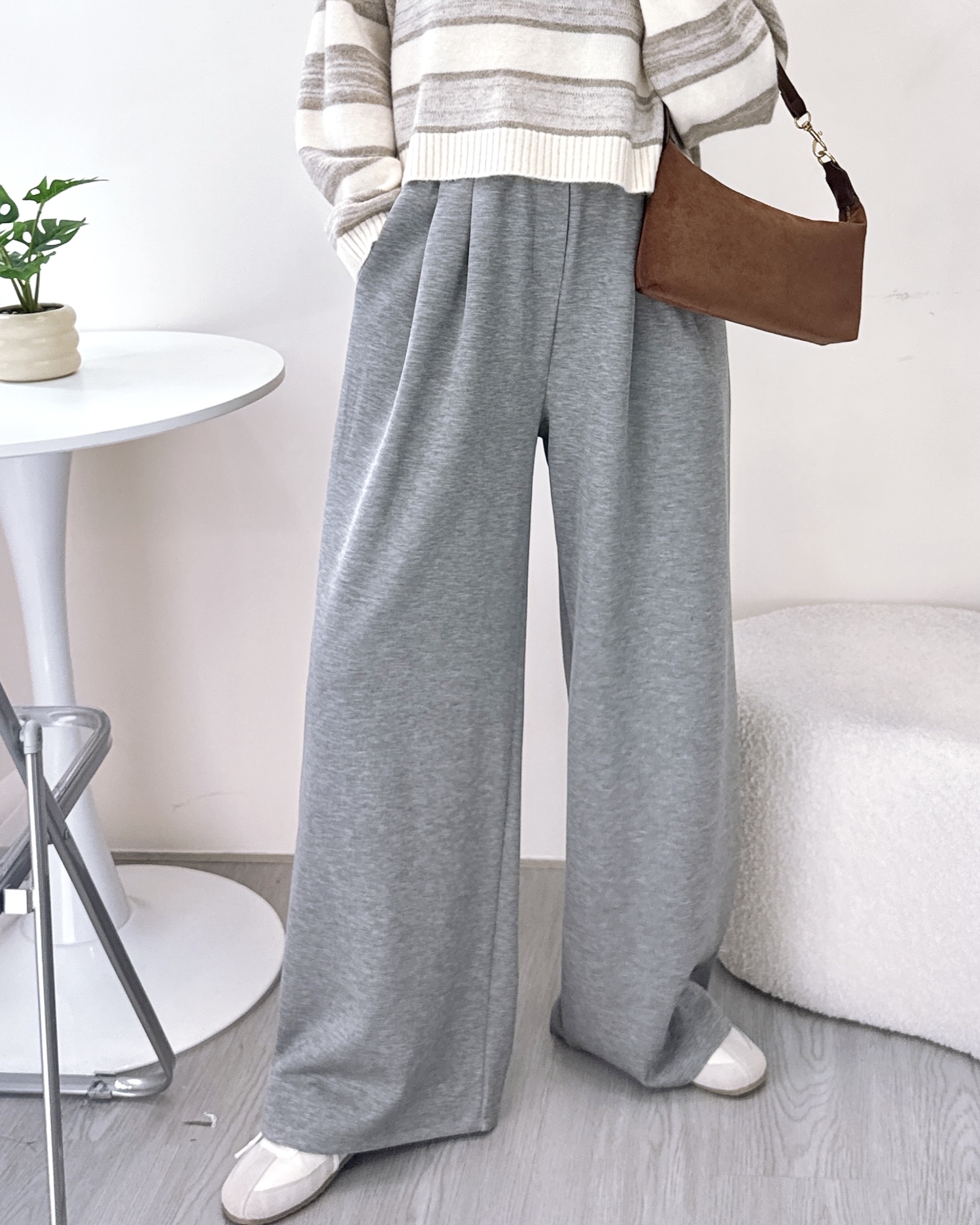 滑嘟嘟免燙垂感休閒闊褲 3色