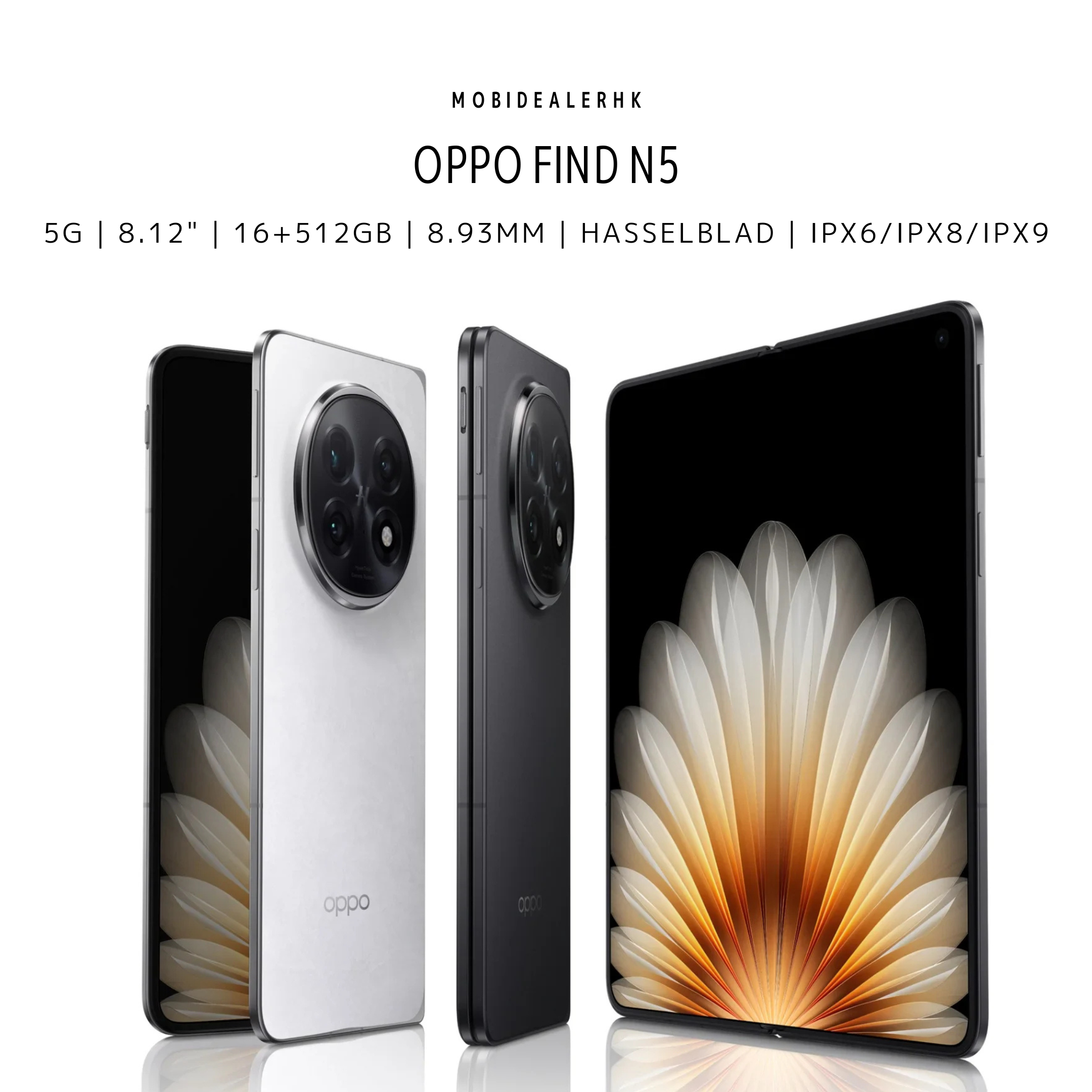 Oppo Find N5 | 5G | 智能手機 | 8.93mm 突破性纖薄機身 | Snapdragon 8 Elite | Hasselblad 影像系統 | IPX6/IPX8/IPX9 三重防水 