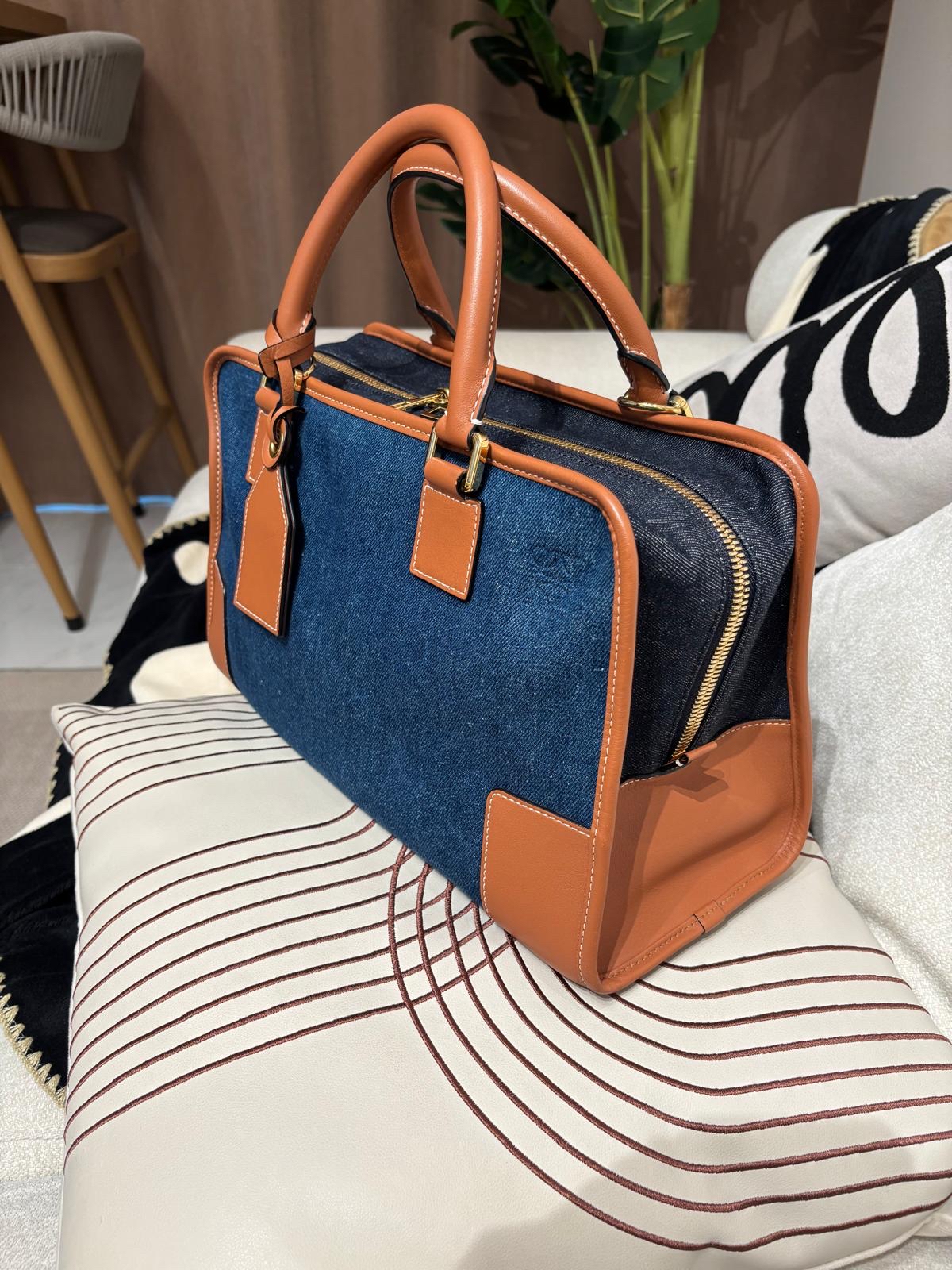 LOEWE Amazona 36 denim 2 way bag 牛仔布 100%Authentic, 98%New ✅Dust bag