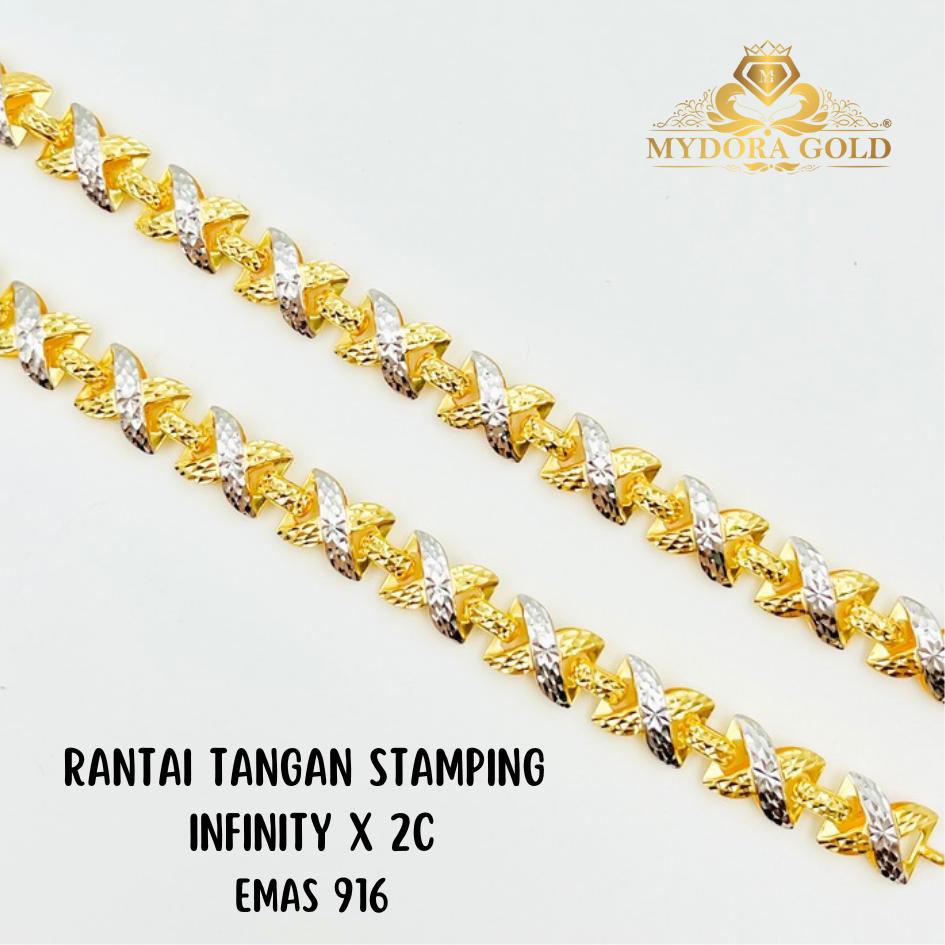 MYDORA Rantai Tangan Stamping Infinity X 2C l EMAS 916/22K