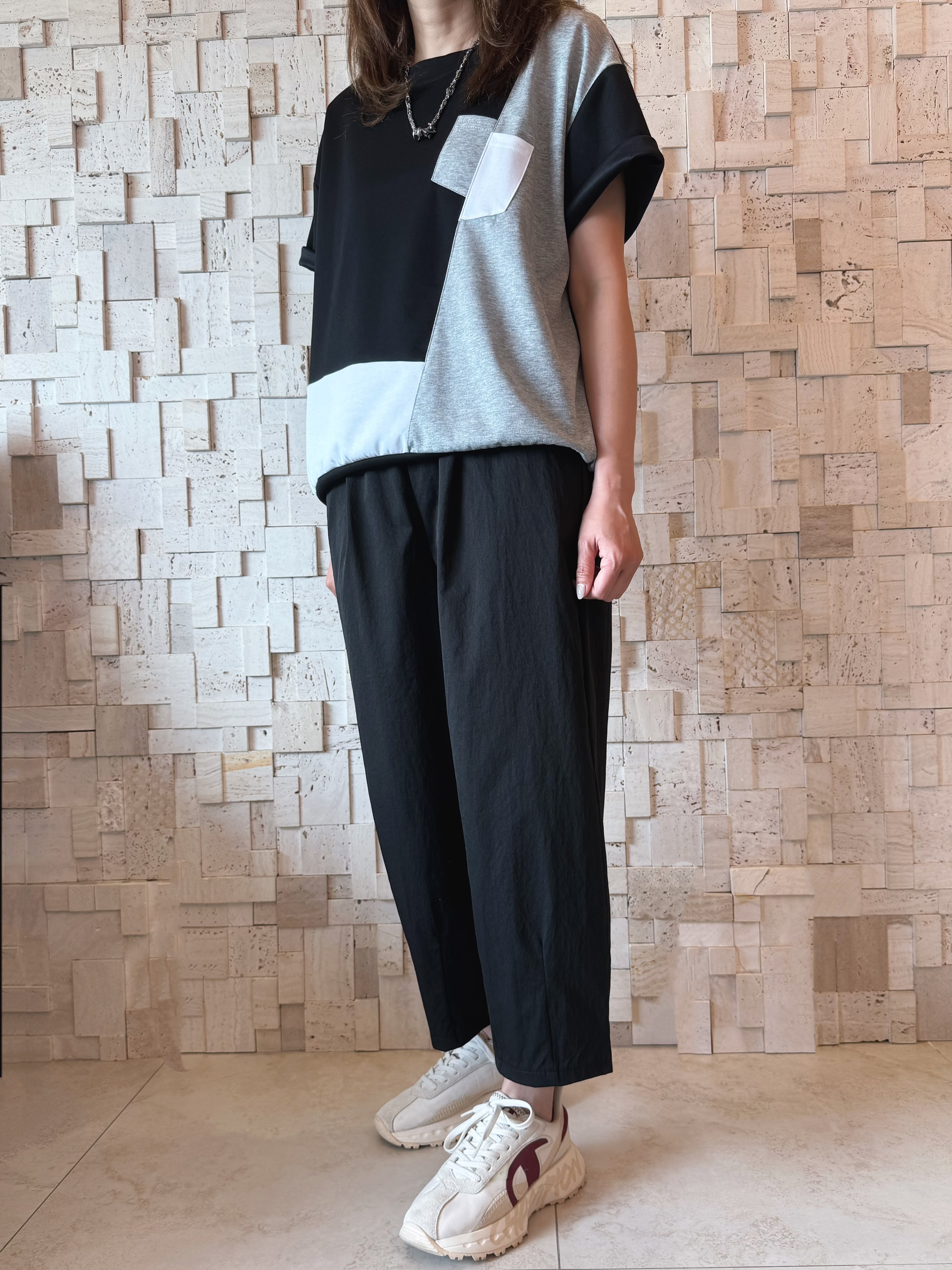 #2101 簡約拼色Top