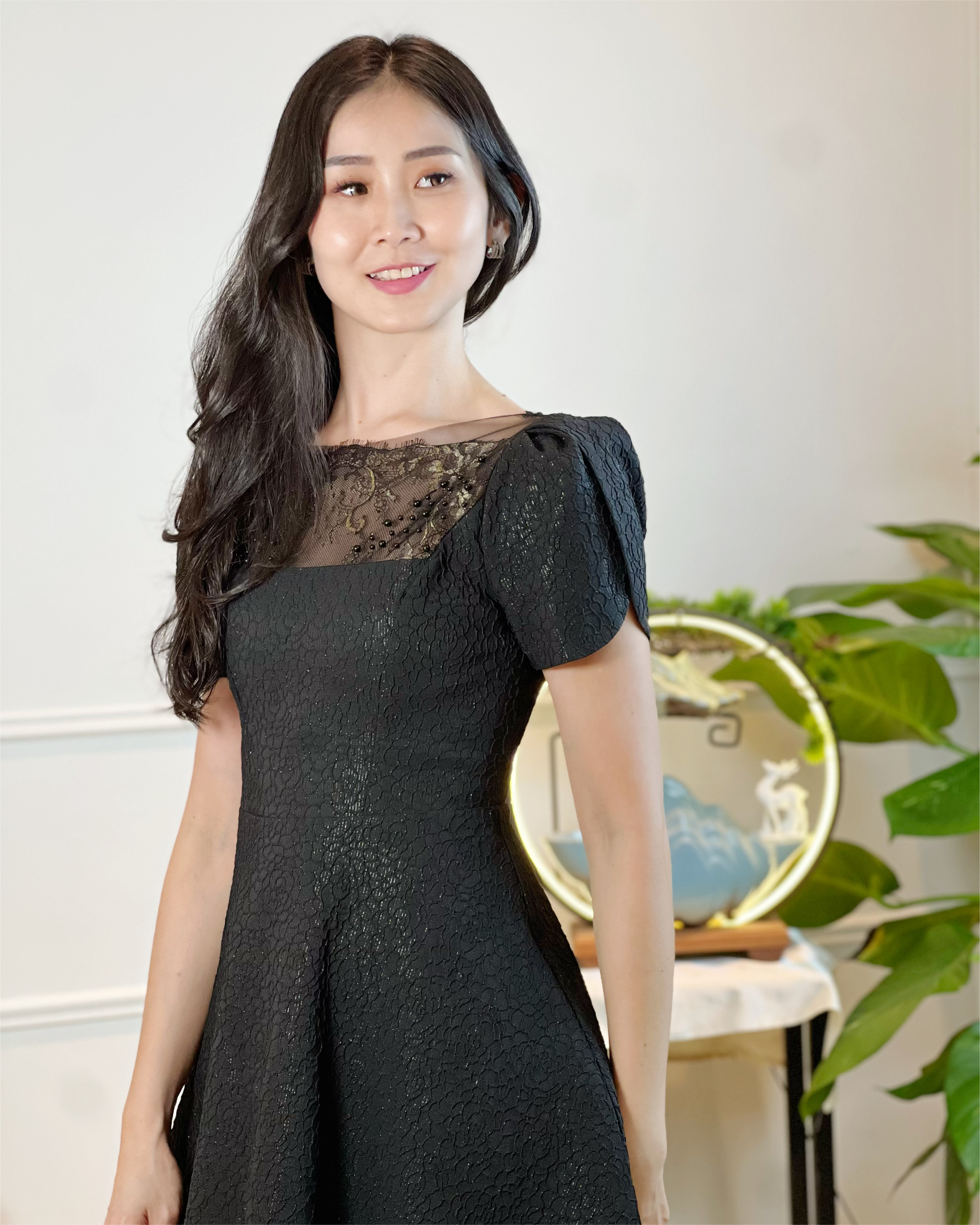 5090 Rosalind Black Pearl Mini Dress