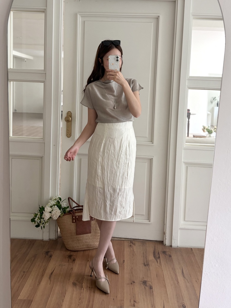 Odette Sheen Top (Silver Grey)