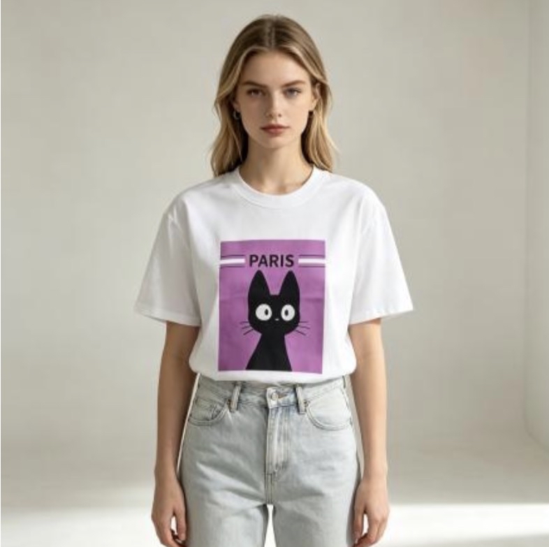 [訂購］M062 Lavender Noir Cat Tee