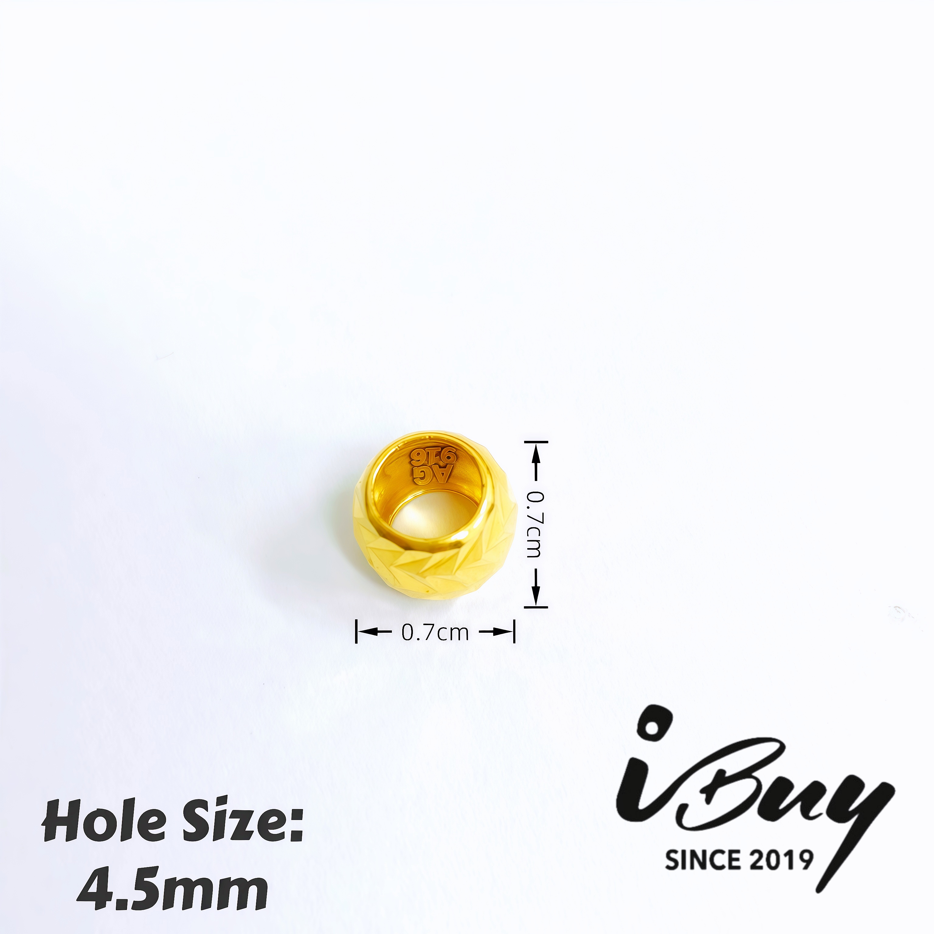 916 GOLD ENGRAVE BEAD 916 金 篆刻珠串咀