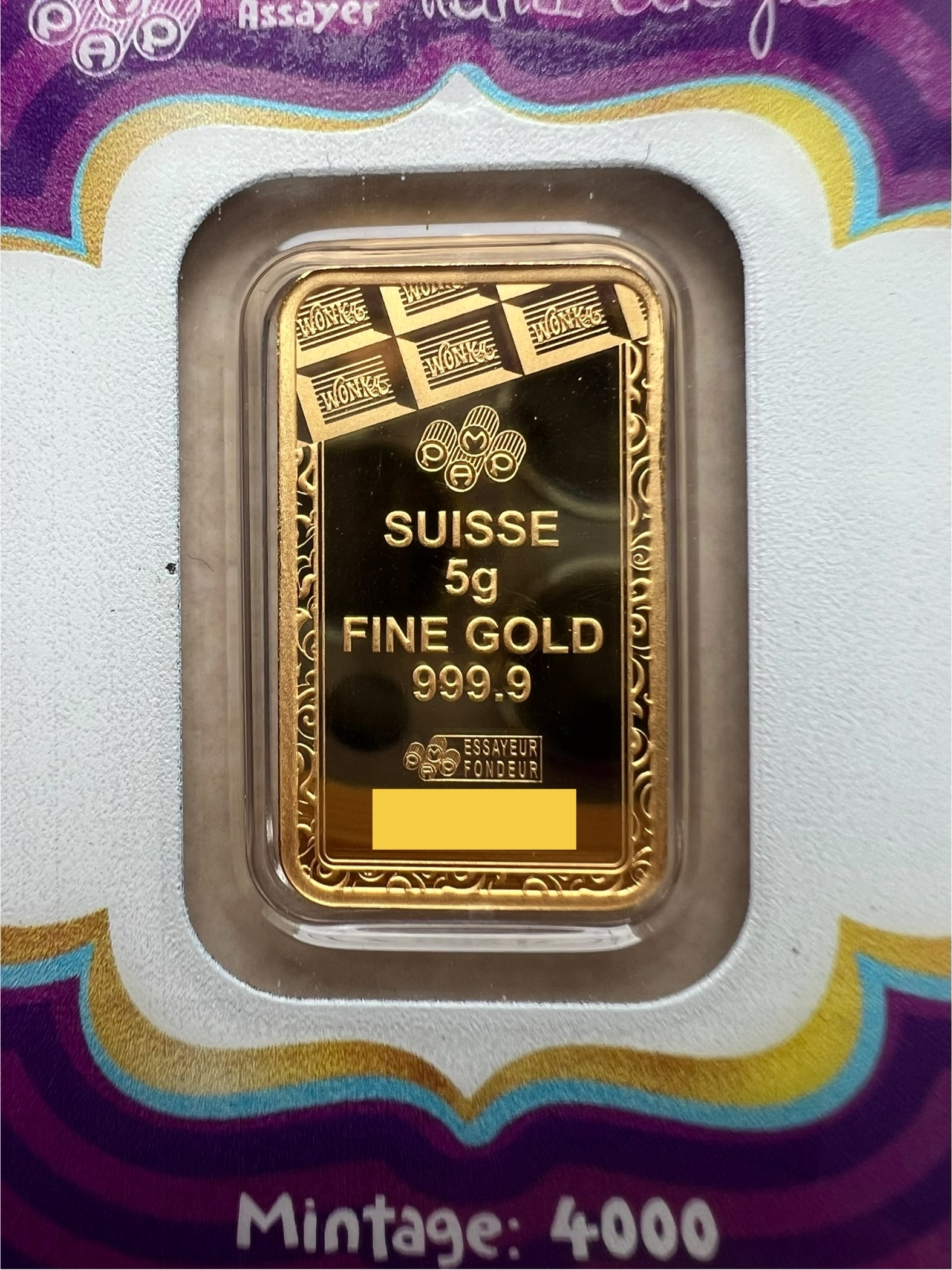 (RADAR SN 323) PAMP Willy Wonka V2 5g 🇨🇭Swiss Limited Gold Bar Emas 999.9 with Sleeve 瑞士巧克力金条