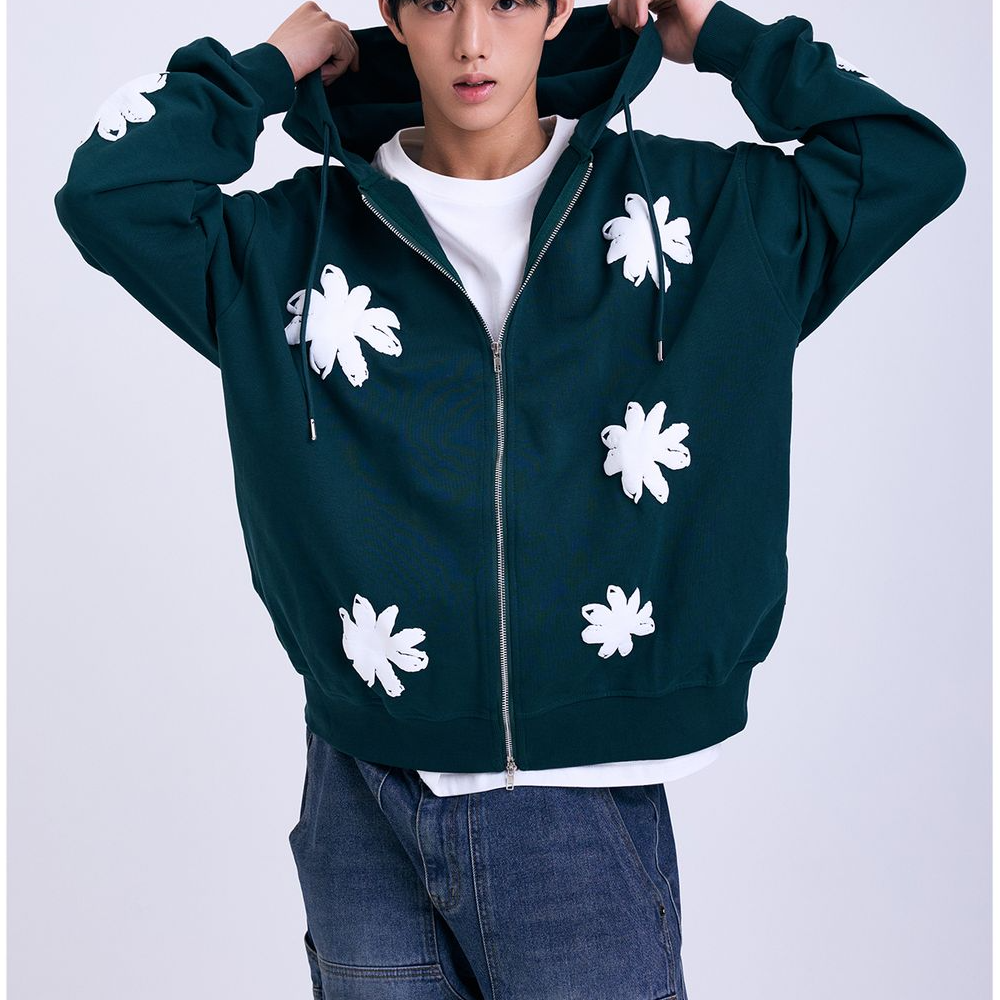 [MISTER CHILD] SPRAY FLOWER HOOD ZIP UP (2種)