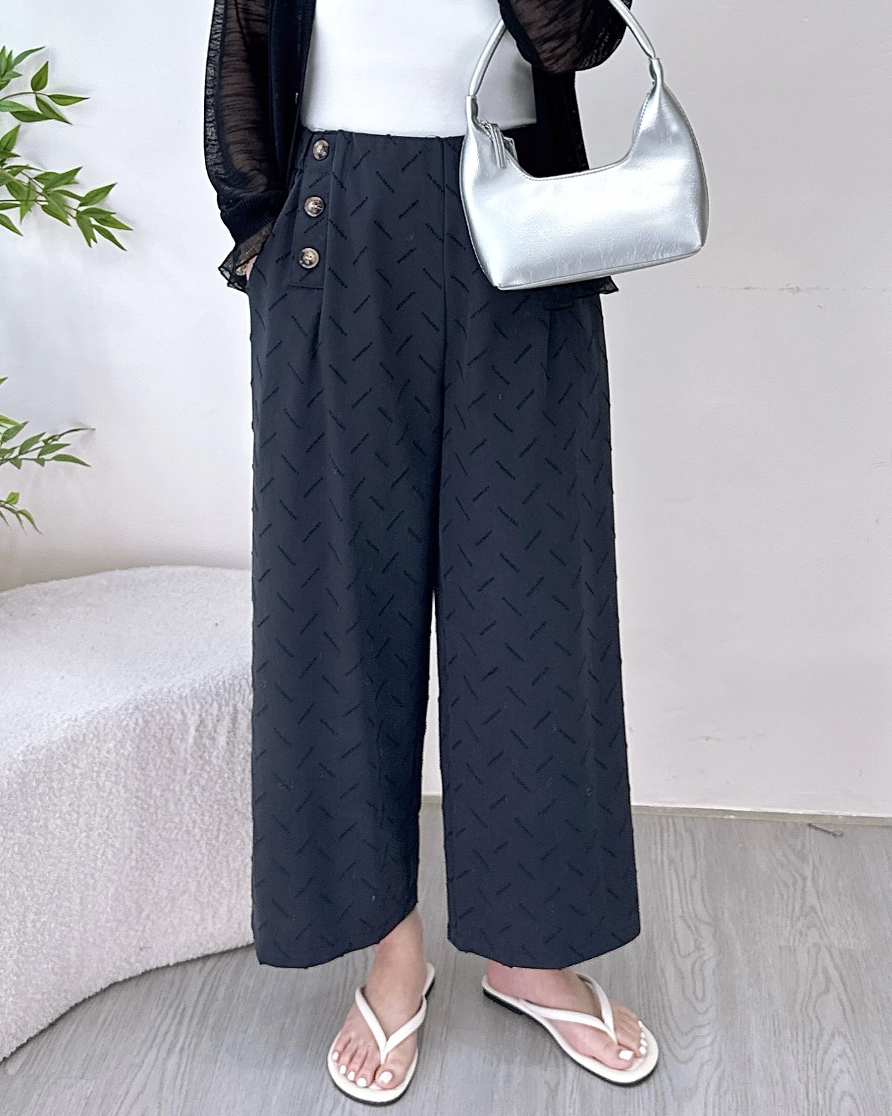 ESP-斯文高質𠝹爛滑斜布闊褲