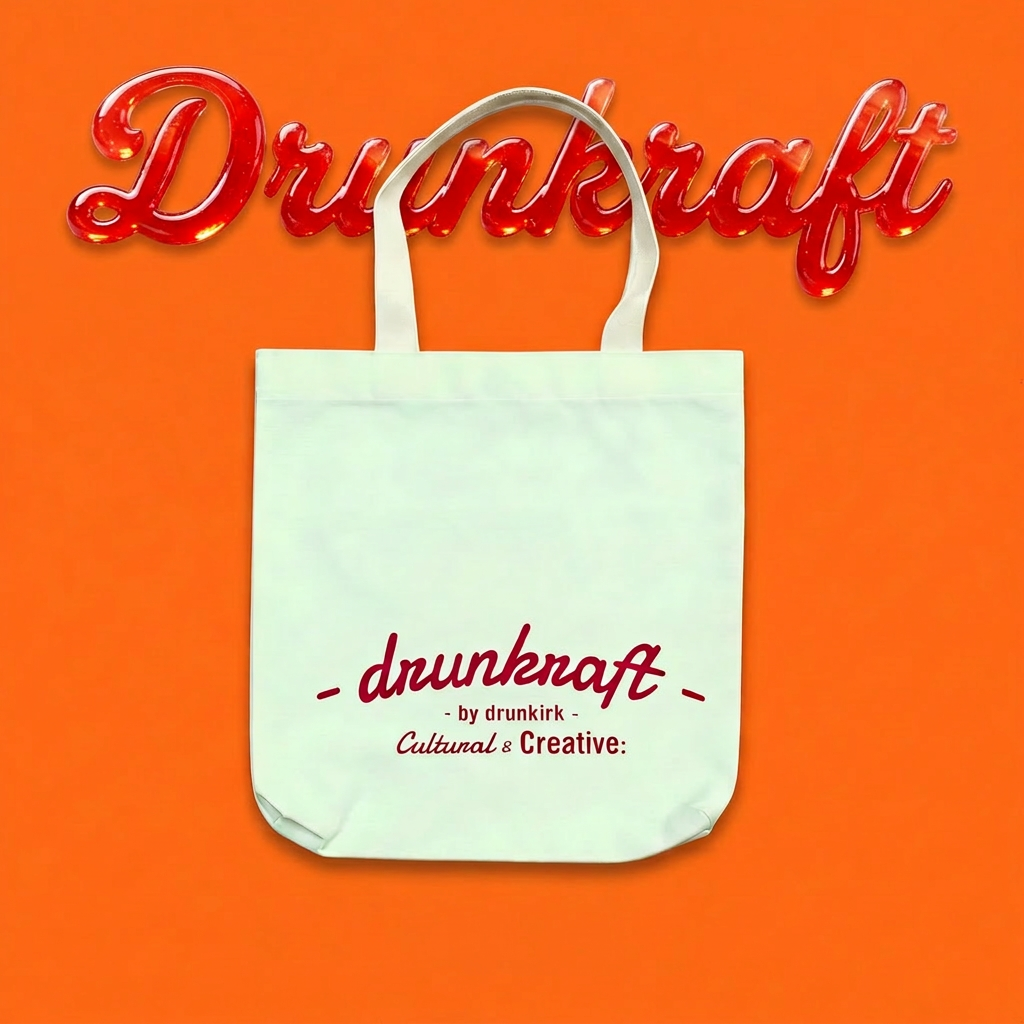 Drunkraft 人手絲印手提帆布袋