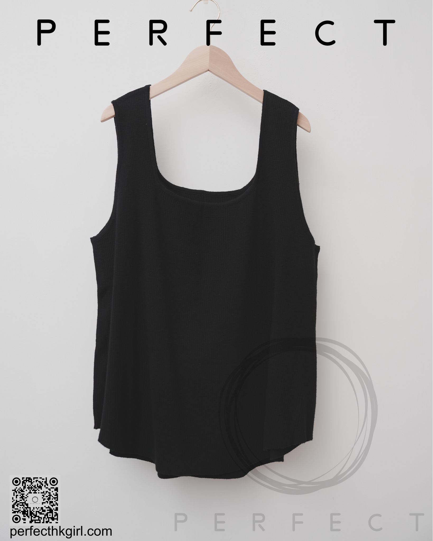 T0023_針織顯瘦方領高彈力可外穿背心 (顯瘦黑）