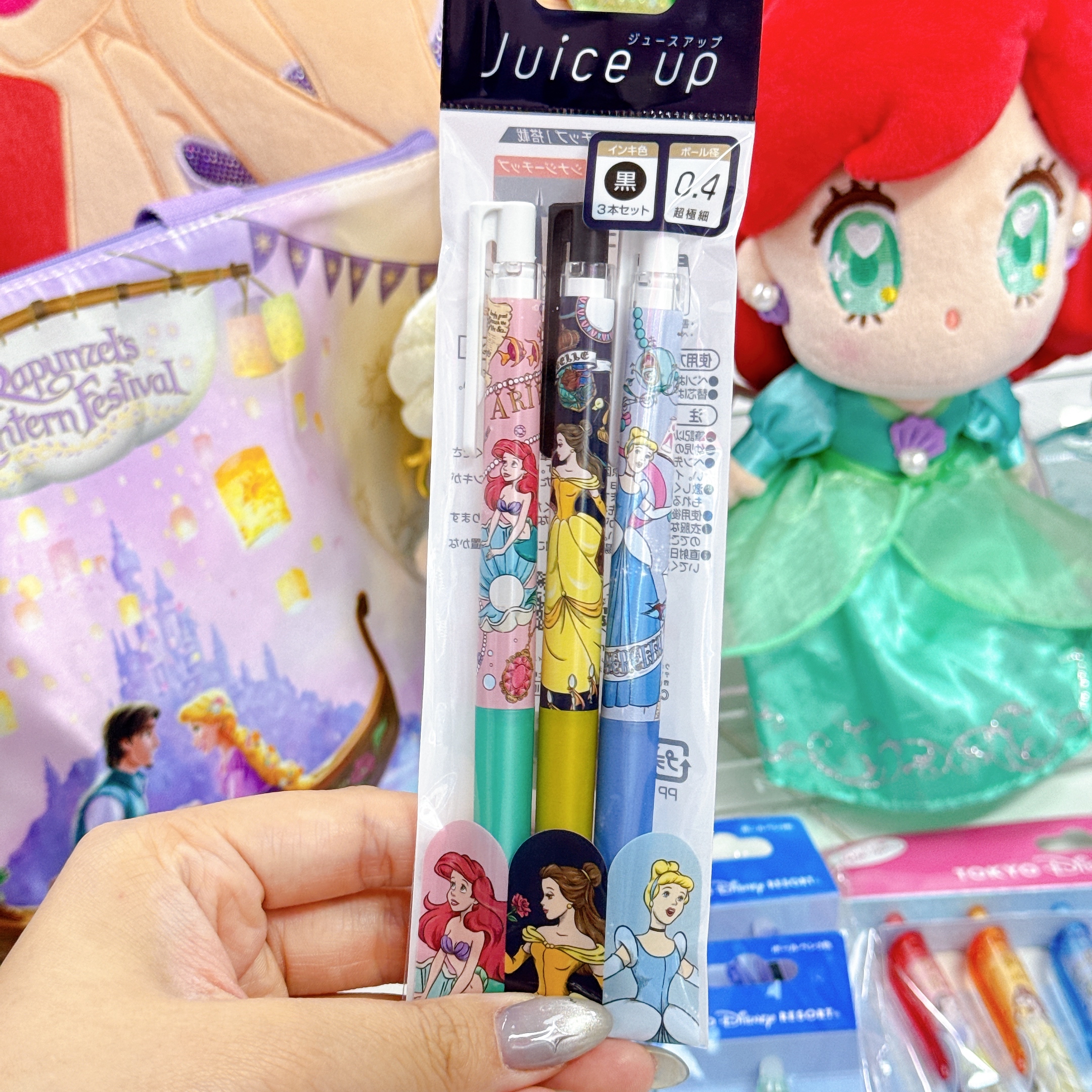 日本直送東京迪士尼公主 juice up 黑色原子筆