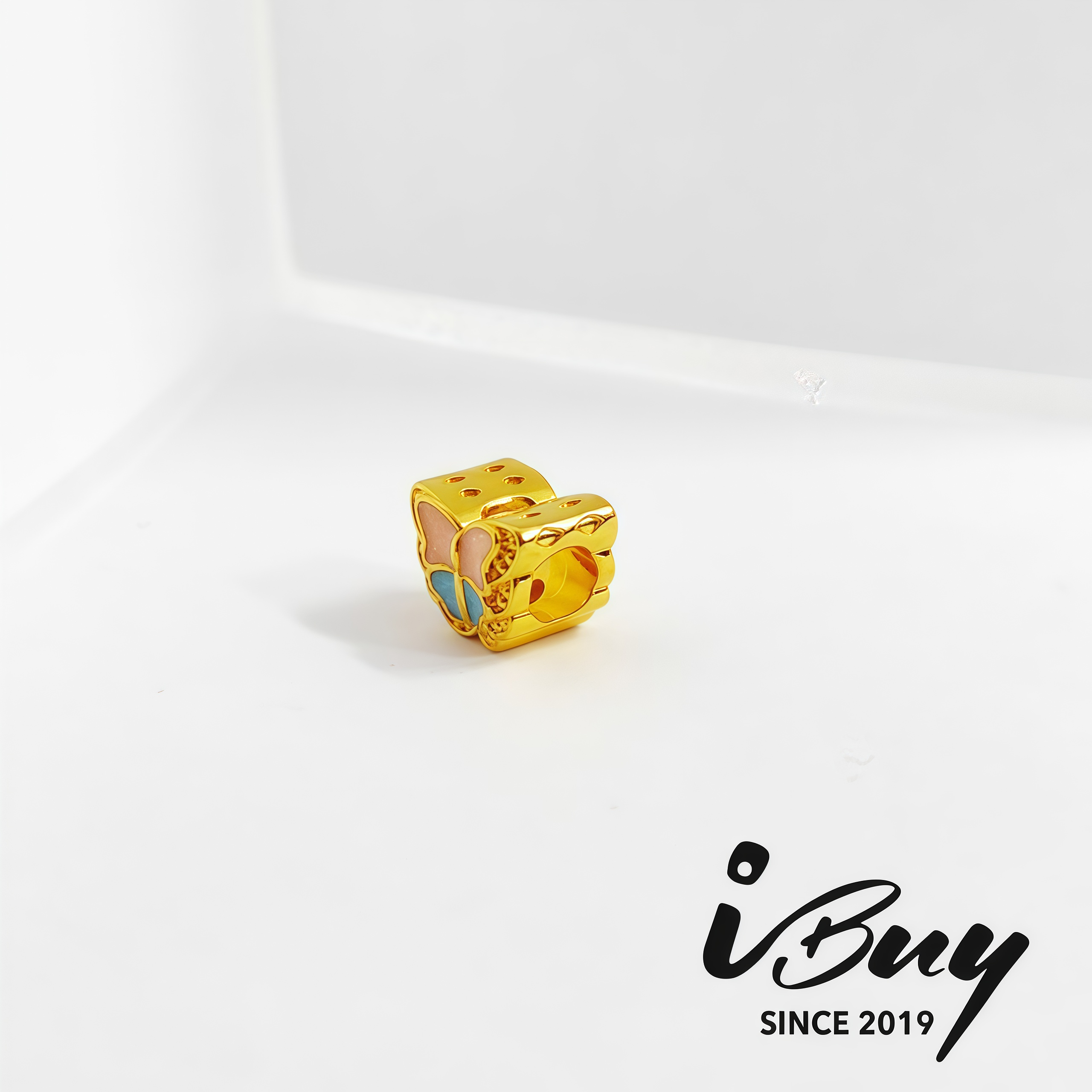 916 HARD GOLD ENAMEL STARRY SKY BUTTERFLY BEAD 916 硬金 珐琅星空蝴蝶串咀