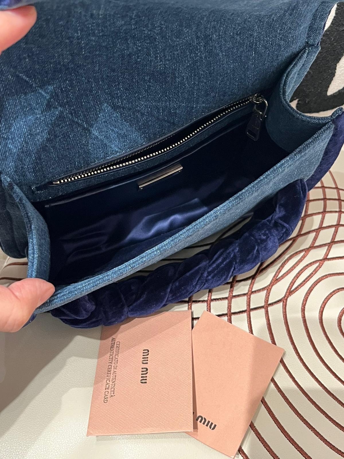 MIU MIU DENIM & VELVET SHOULDER BAG,100%Authentic ,98%new ✅ certificate✅dust bag