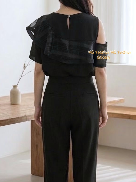 G6060 韓國🇰🇷靚料ruffle露單肩top