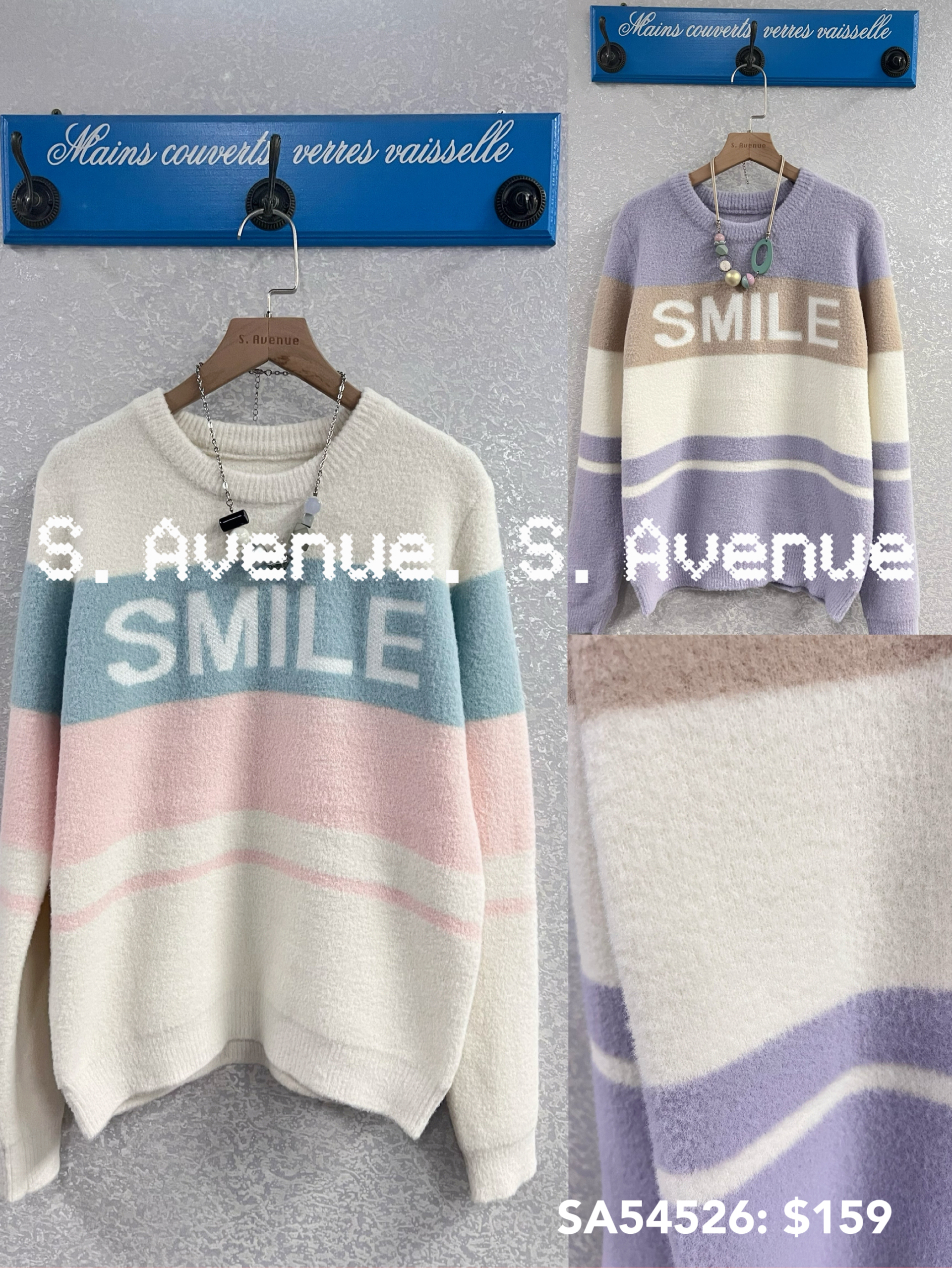 SA54526: 長袖彩間smile毛軟冷top