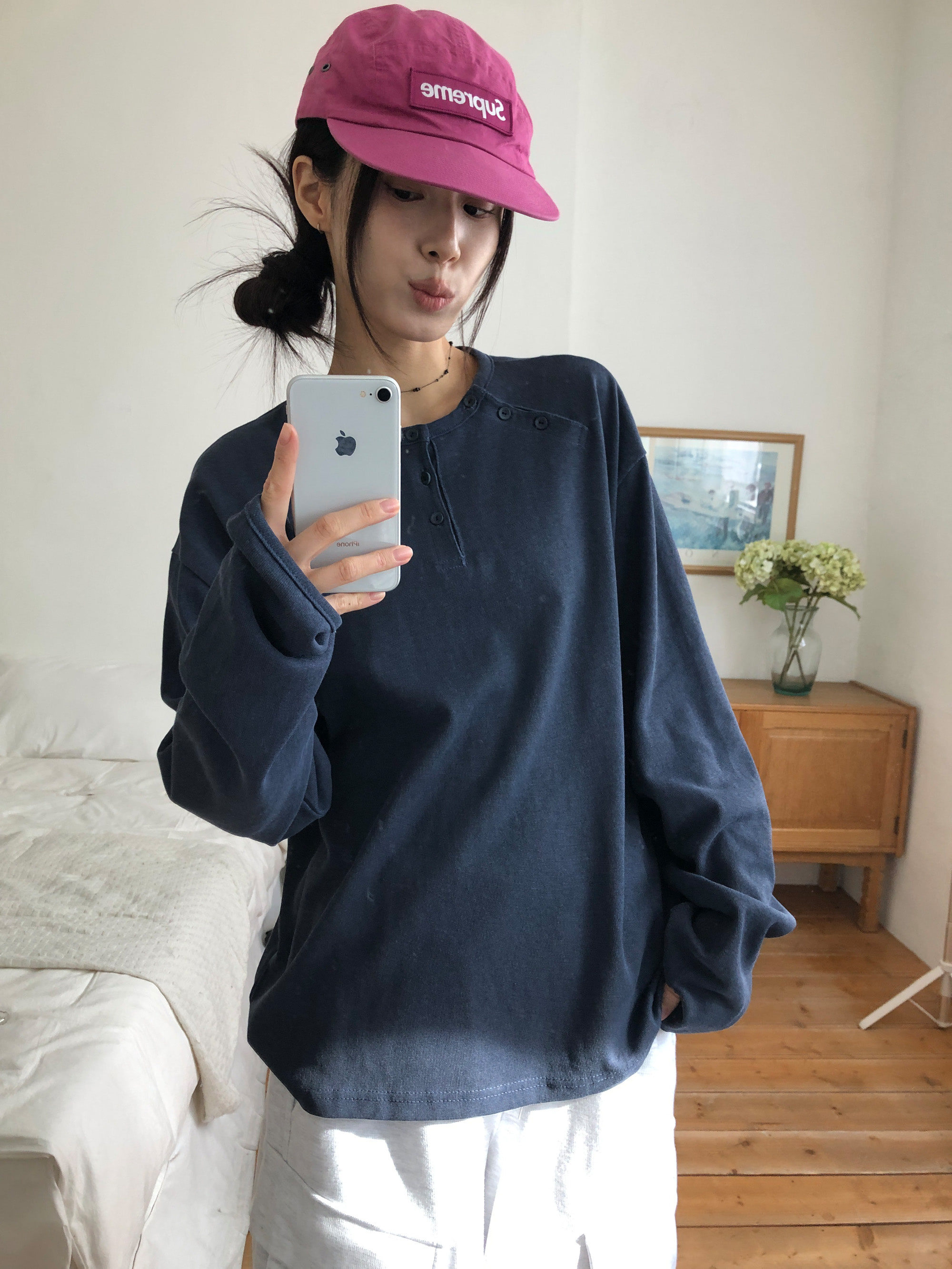 Asymmetric Button Long Sleeve