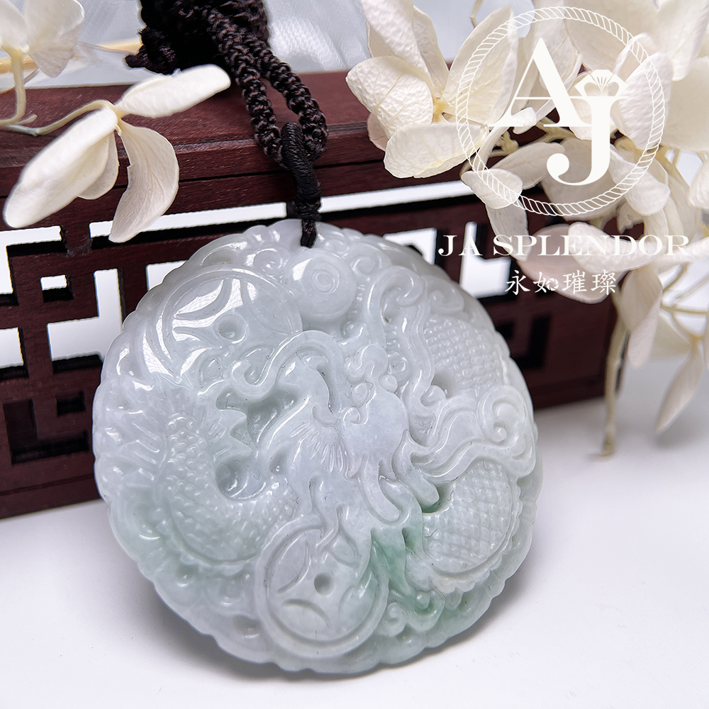 JN-2982/3050/3055/3056/3059 天然翡翠A玉果綠龍騰飛舞[龍]吊牌