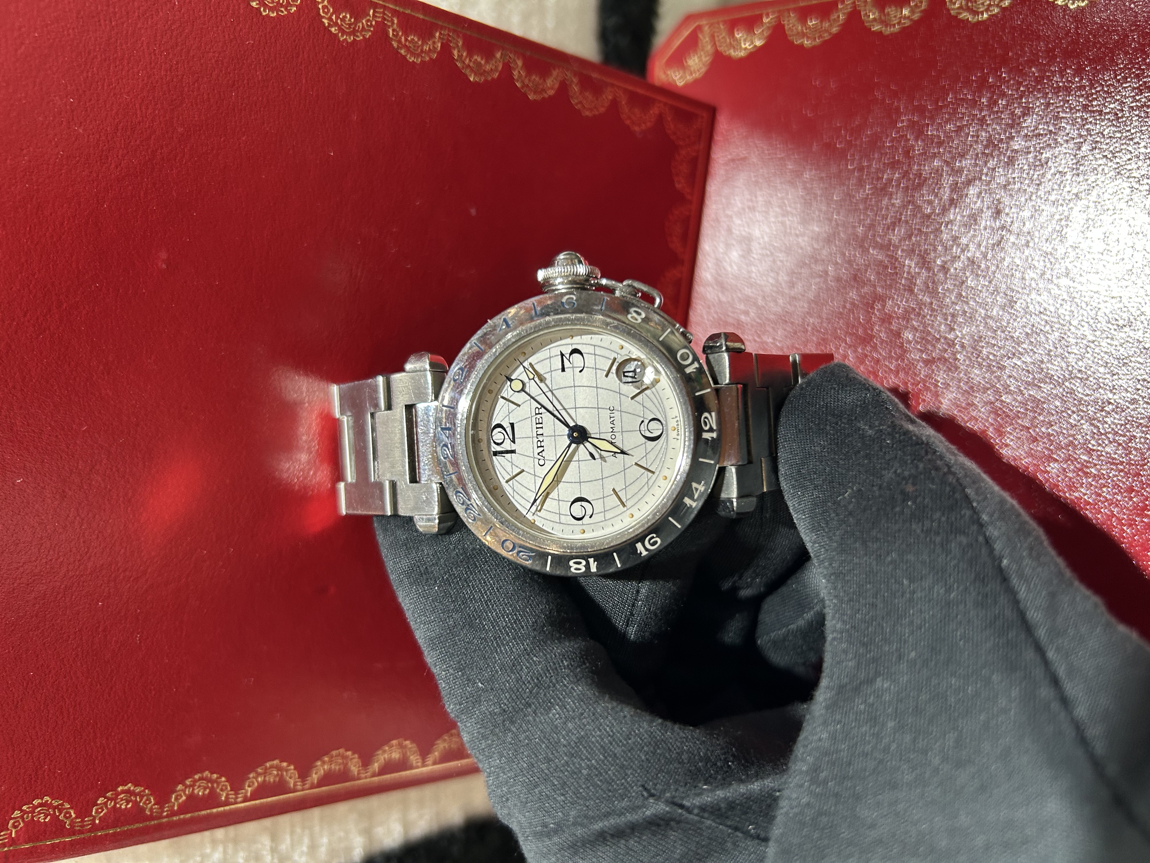 Cartier Pasha C GMT Watch automatic 100%Authentic,98%New ✅99證書✅Box✅Booklet