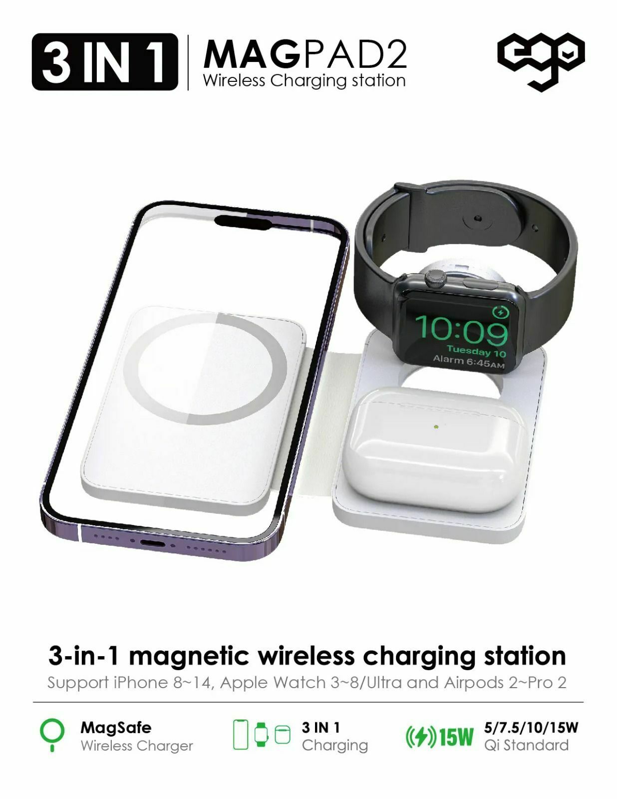 EGO 3in1 MAGPAD Magsafe 充電器