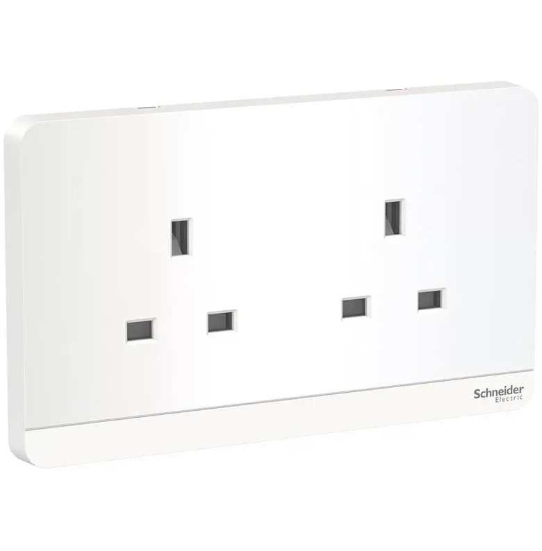 Schneider 施耐德 奐尚 13A 兩位連保護門插座 E83T426_WG_C5