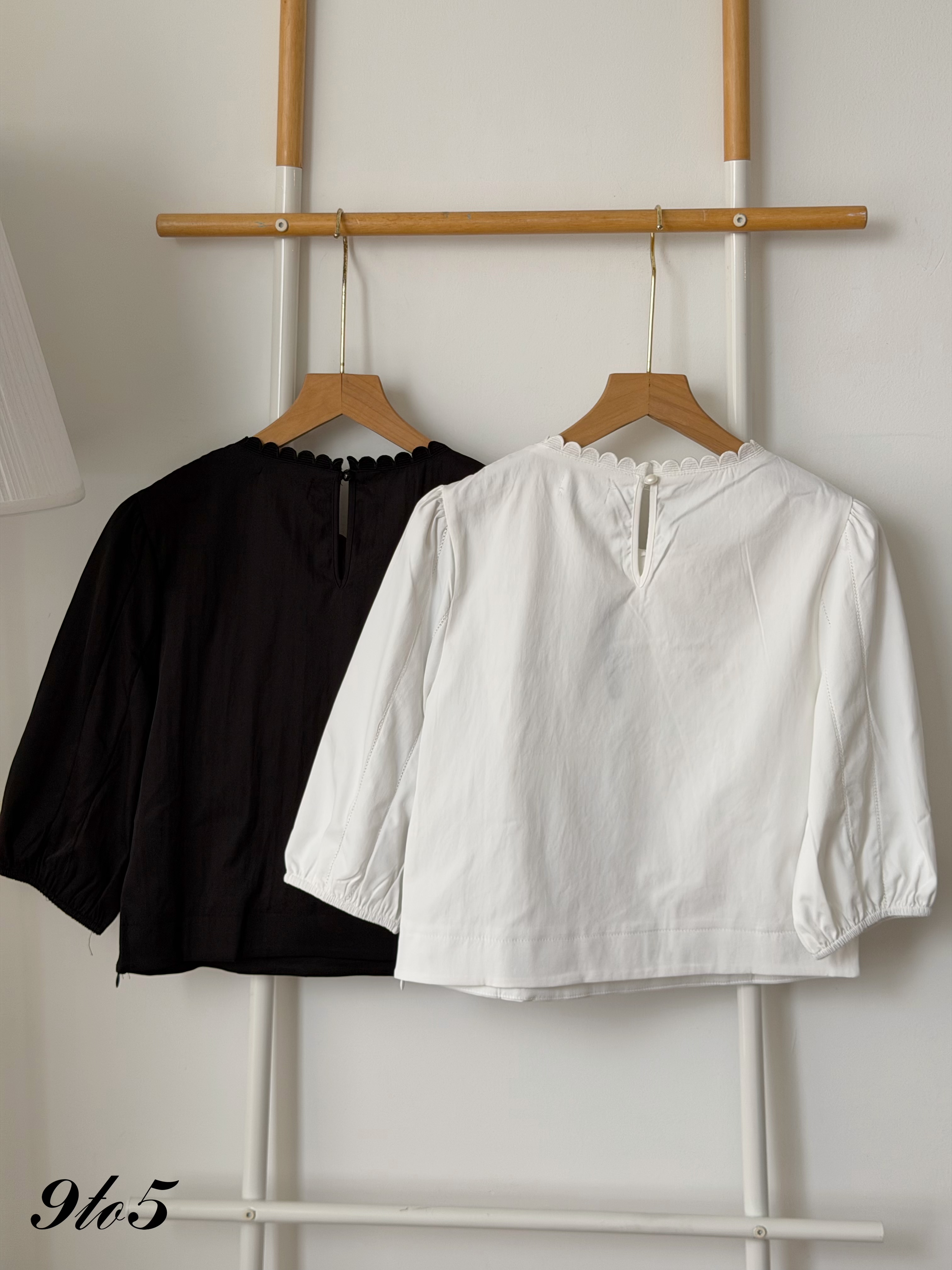 T4512 Half Sleeve Ruffle Collar Blouse - 3 Colors 
