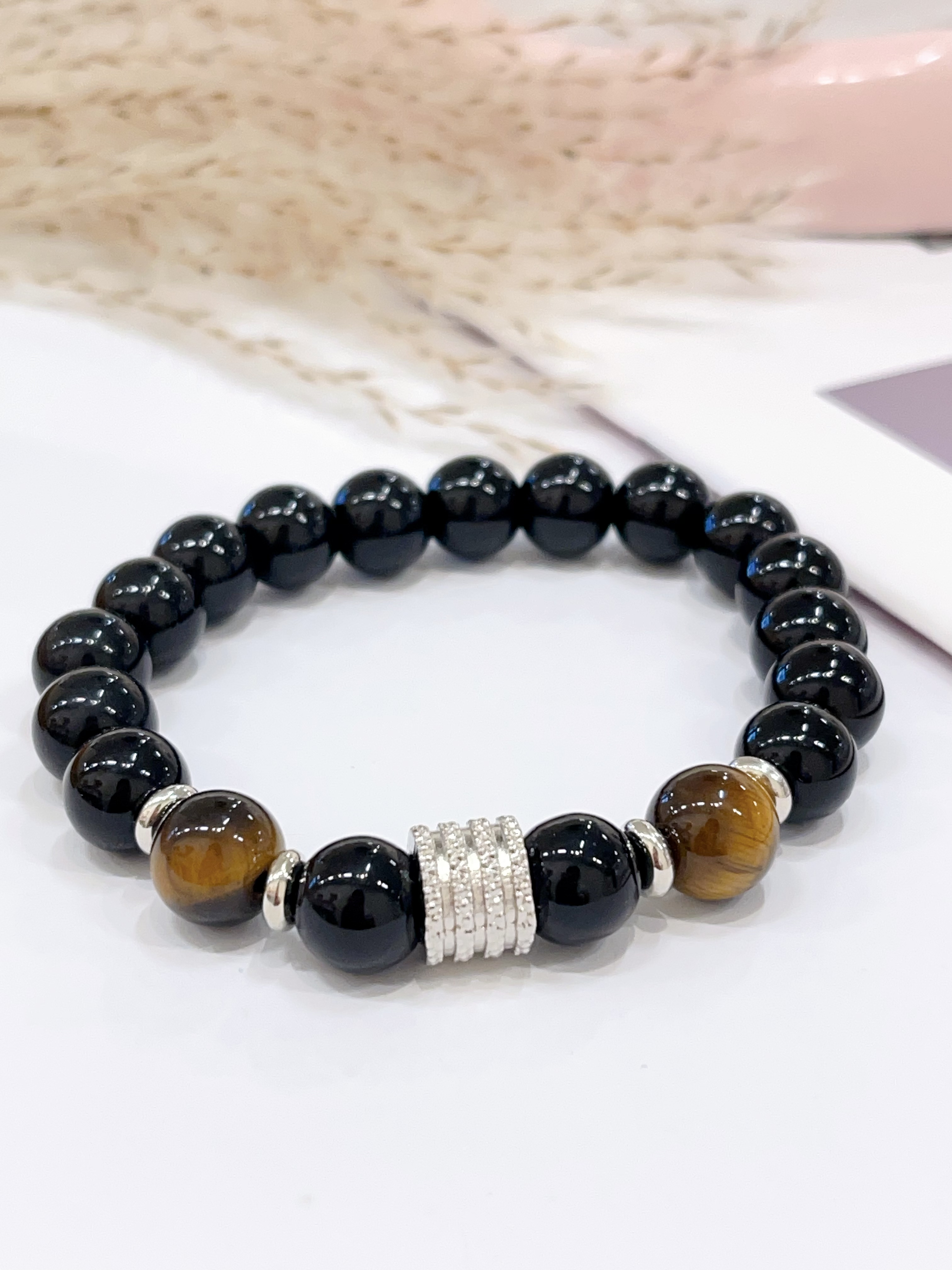🖤 黑曜石 × 黄虎眼手串 Obsidian & Tiger Eye | 10mm