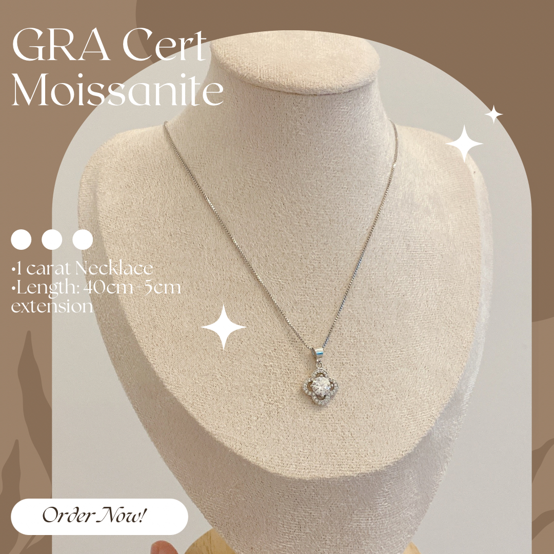 Moissanite Flower Pendant Necklace  