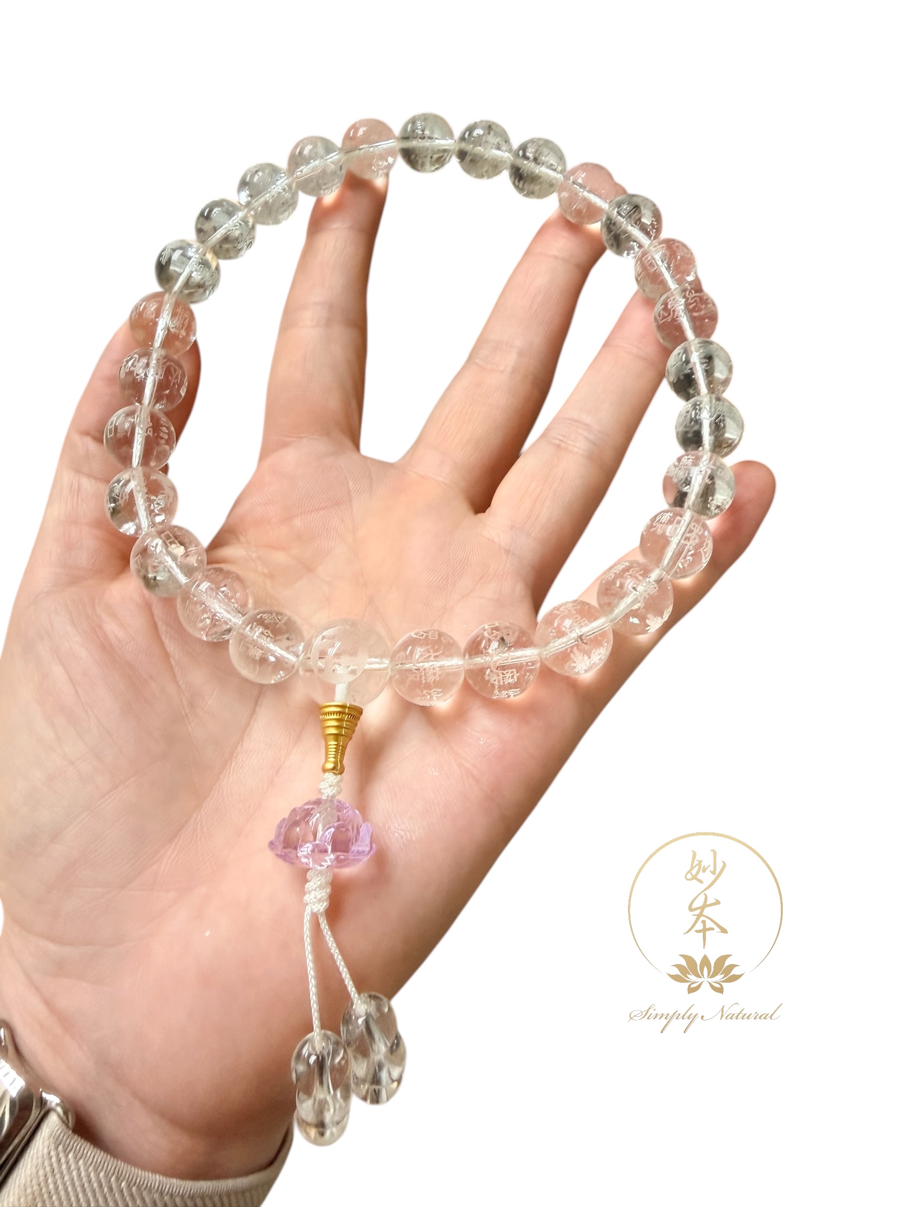 12mm 27粒千手觀音心咒持珠（實繩+蓮花）