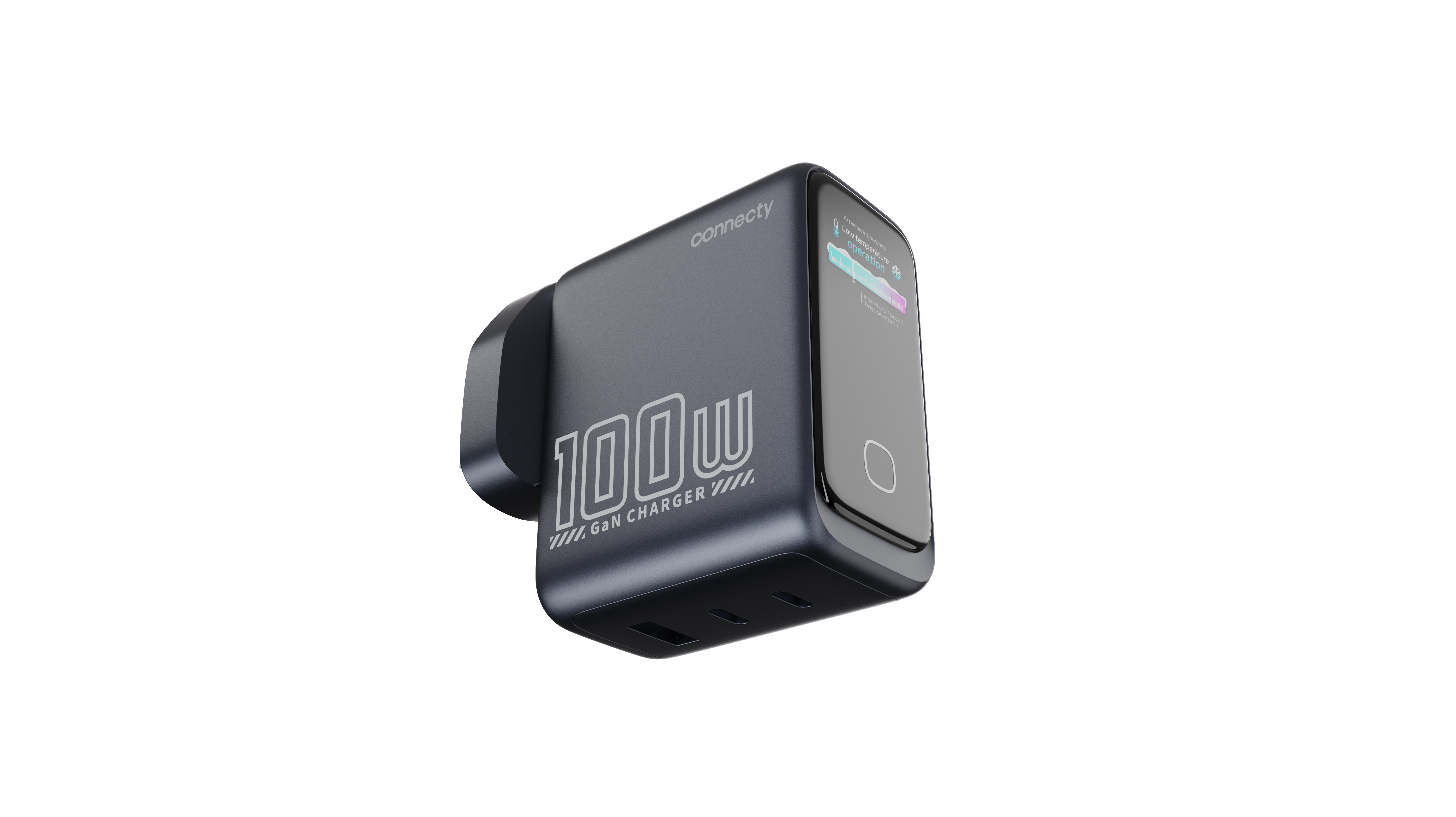 Connecty PowerVision 100W 智慧型 AI TFT GaN 快速充電器 2C1A CA431D [預計8月中出貨]