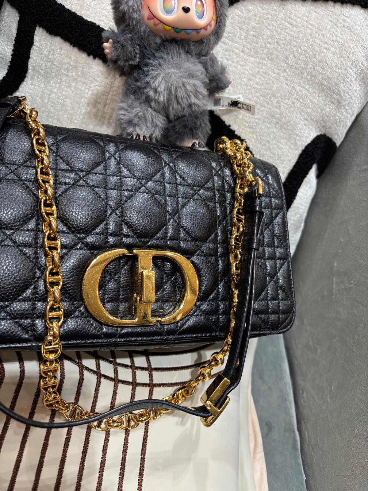 Dior Caro Medium Calfskin 黑金 100%Authentic, 95%New ✅Dust bag 