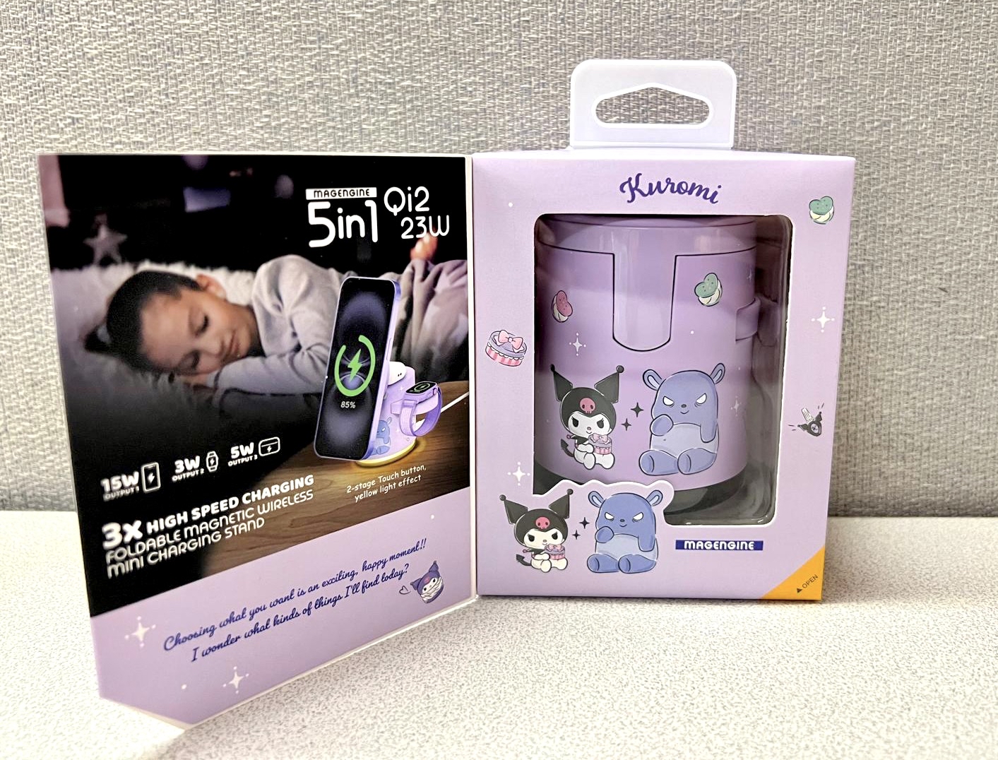 🎀 XPower x Kuromi Qi2迷你掌心5合1 MagCharge 15W磁吸無線充電座