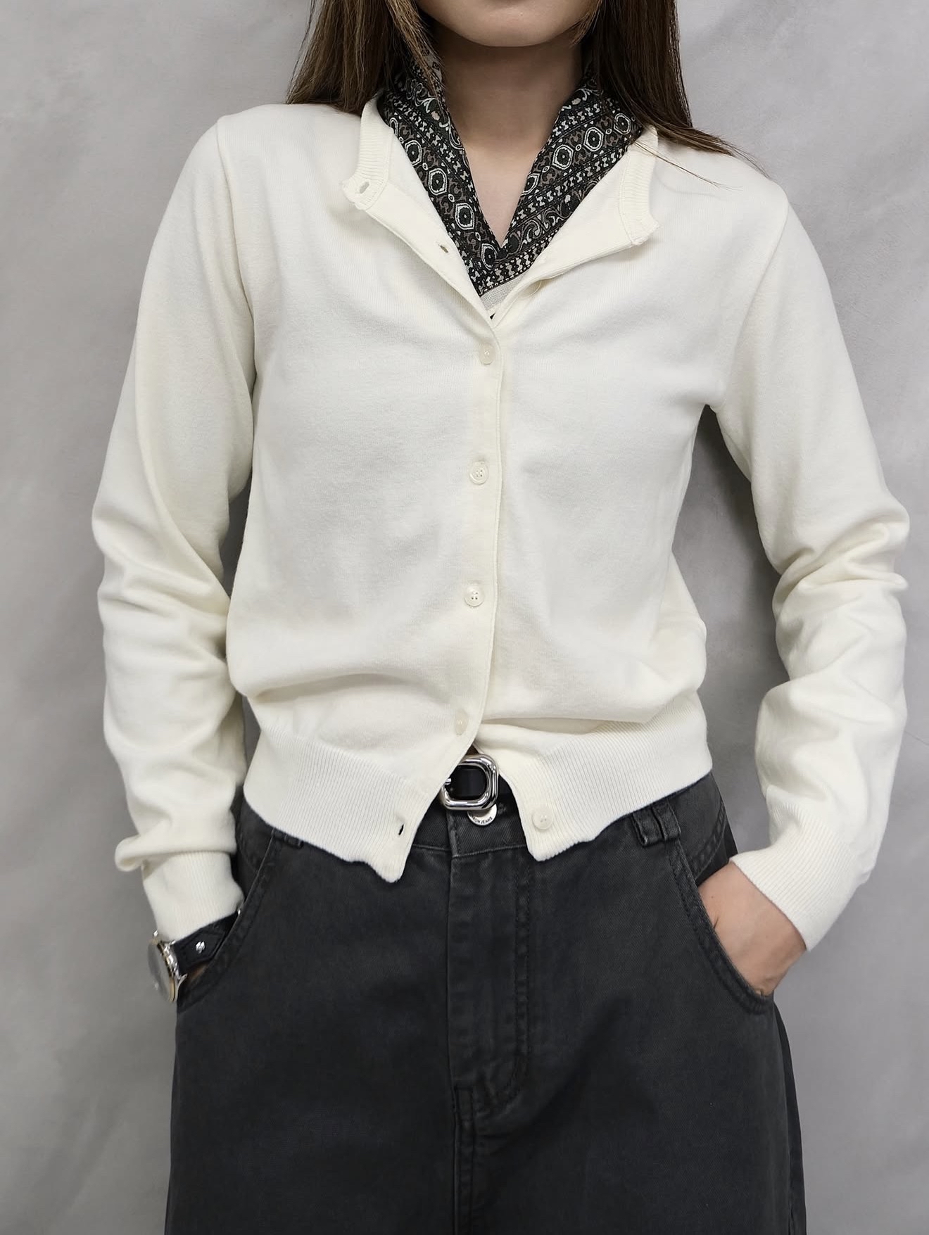 Soft Knit Round Neck Cardigan #jk30