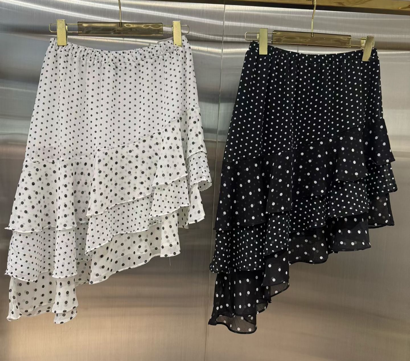 雪紗波點ruffle Sk