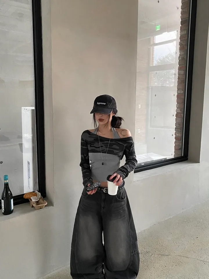 Camo Halterneck Layered Crop