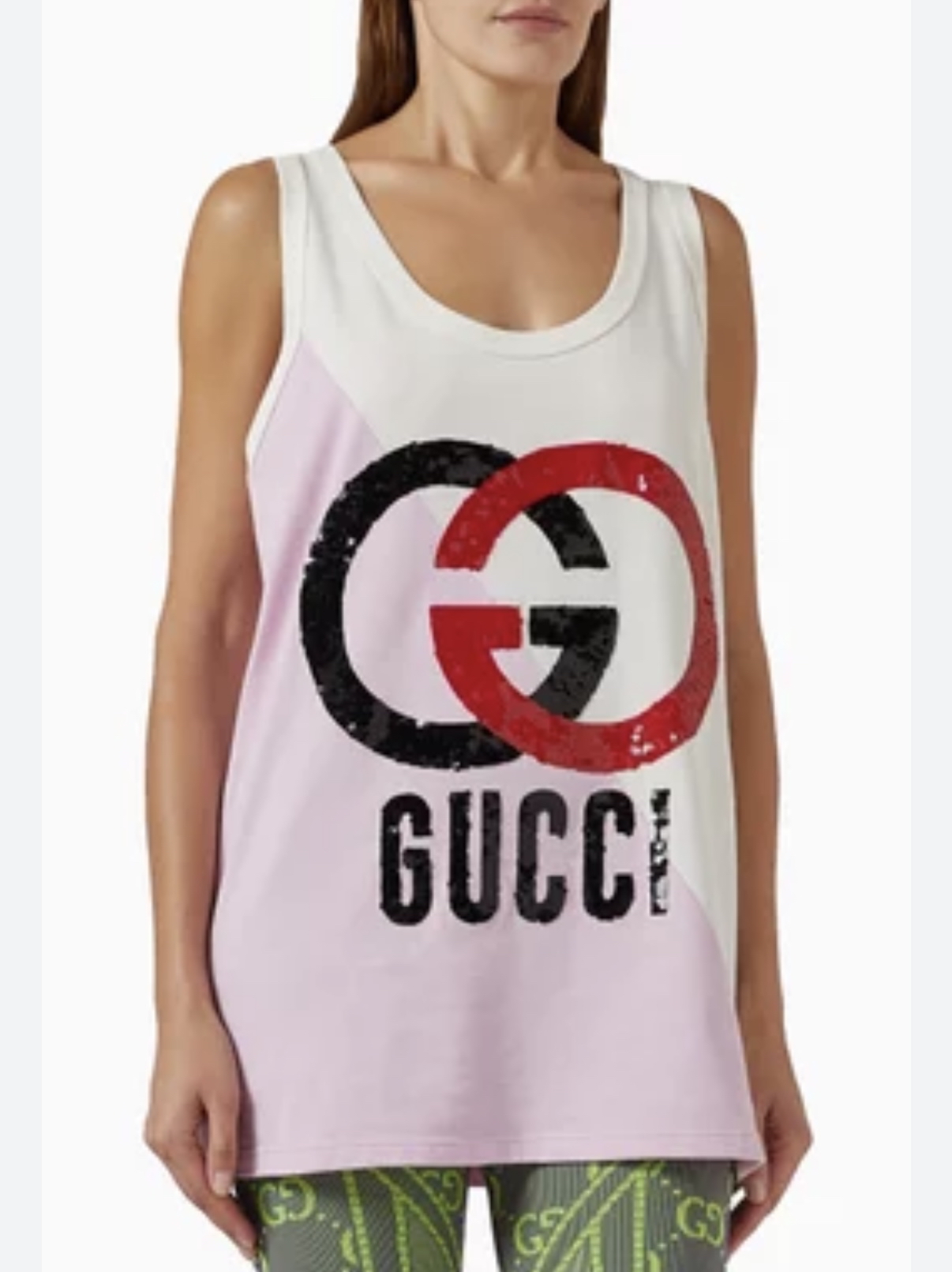 Gucci閃片字母GG logo拼色背心