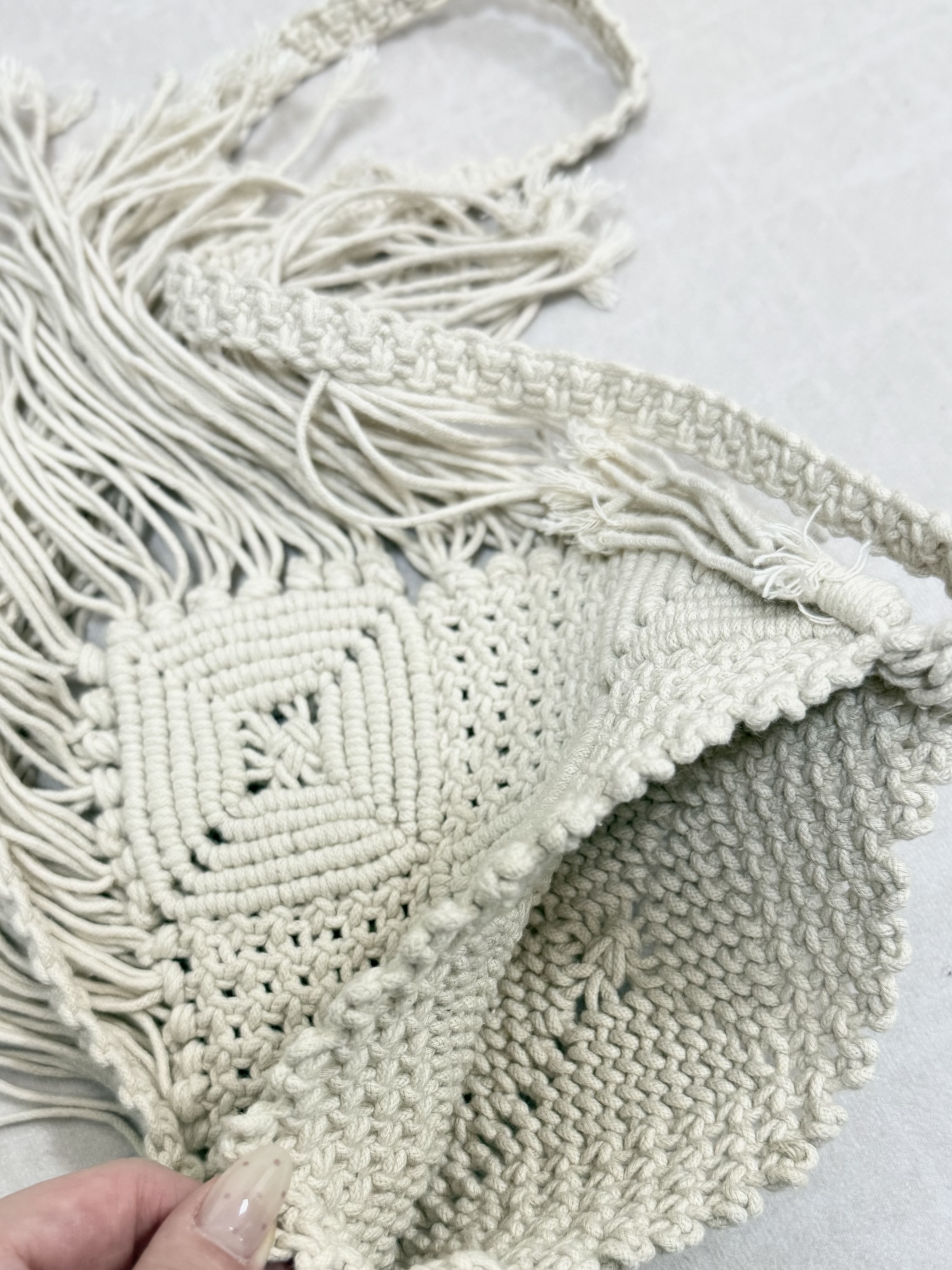 Bohemian Fringe Macrame Sling Bag 