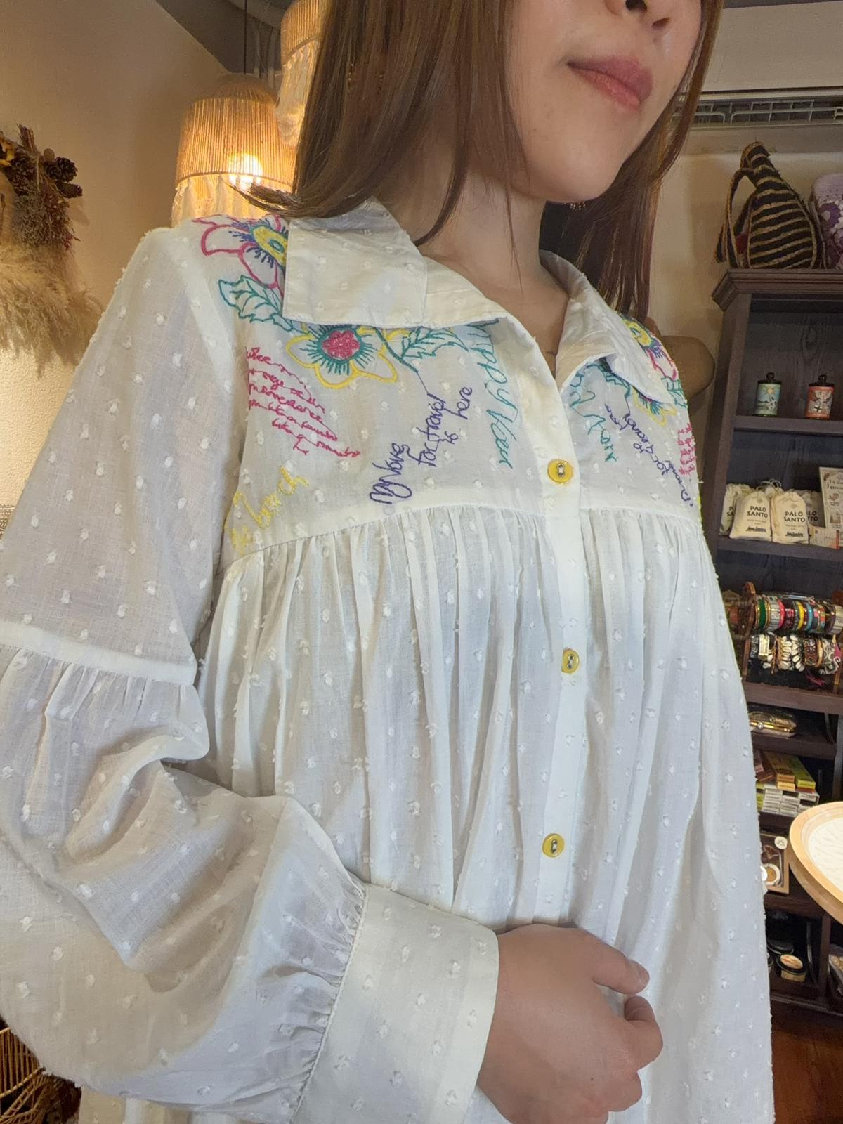 2166 White Graffiti Shirt 2 way