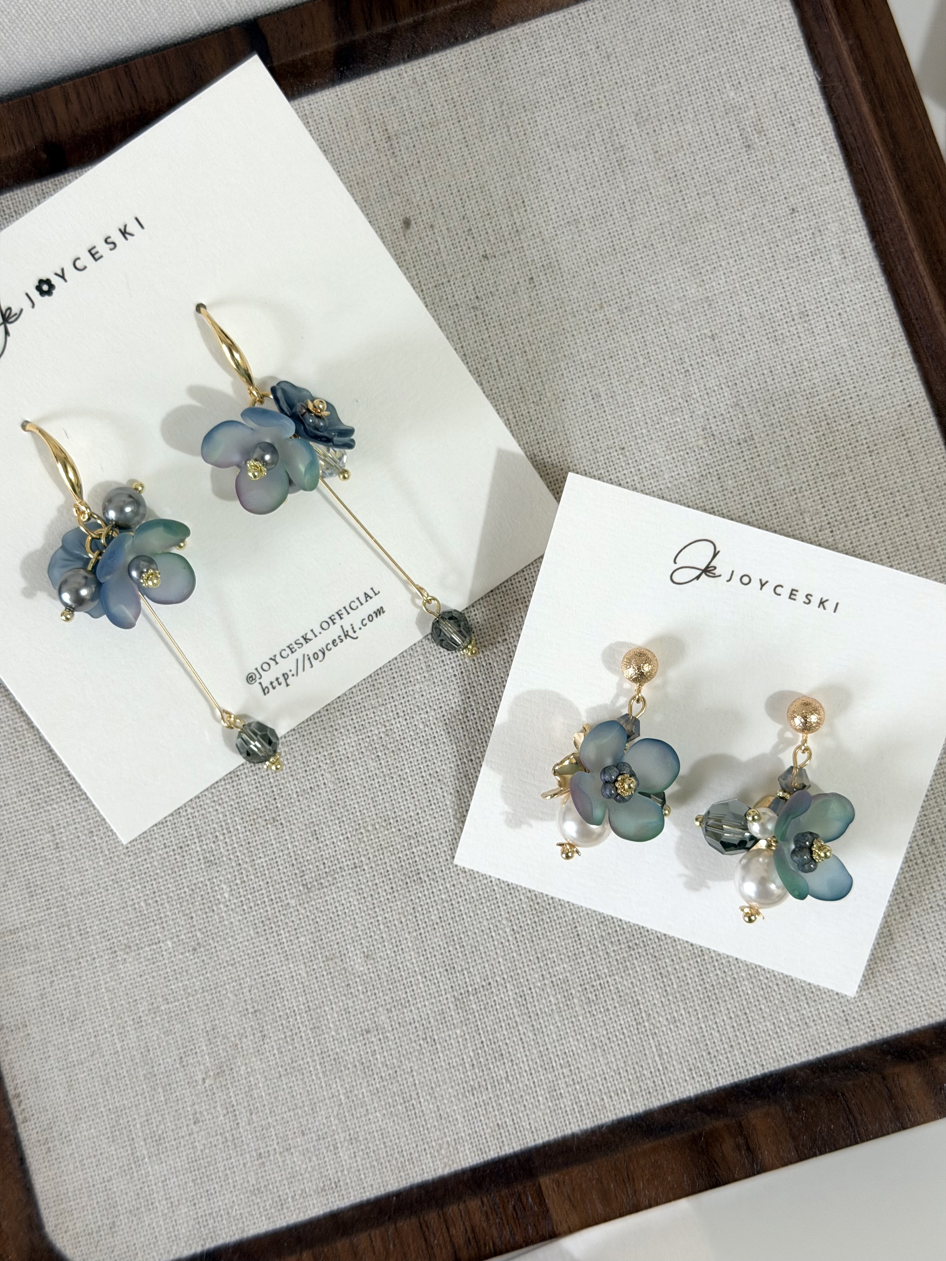 日本花語系列耳環/漸變藍花朵款