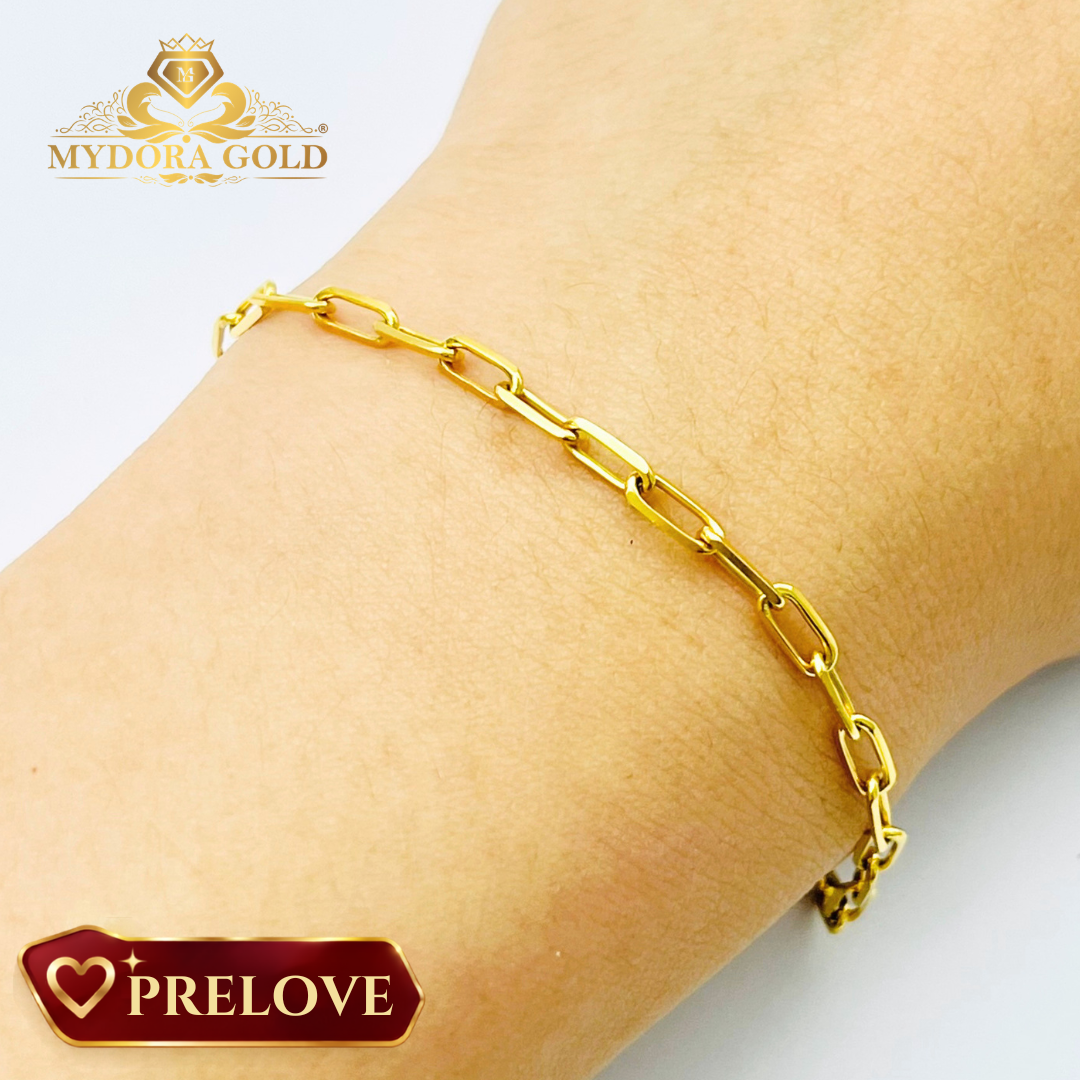PRE-LOVE: Rantai Tangan Mini Paperclip Plain l EMAS 916/22K