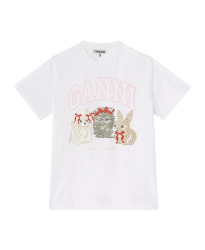 訂貨📮新款✨Ganni 短Tee 夏天必備 呢款前後都有print !Size XS S M L