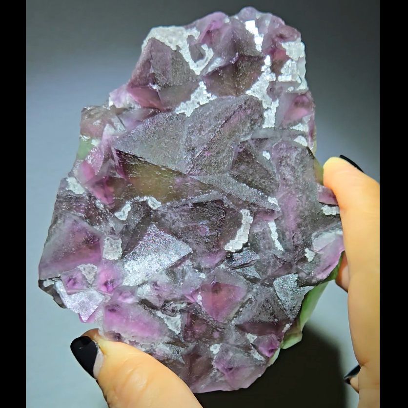 Purple-edged octahedral fluorite floater - FL281