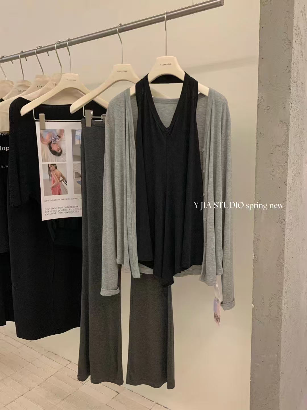 4374 机场穿搭慵懒微剌裤三件套