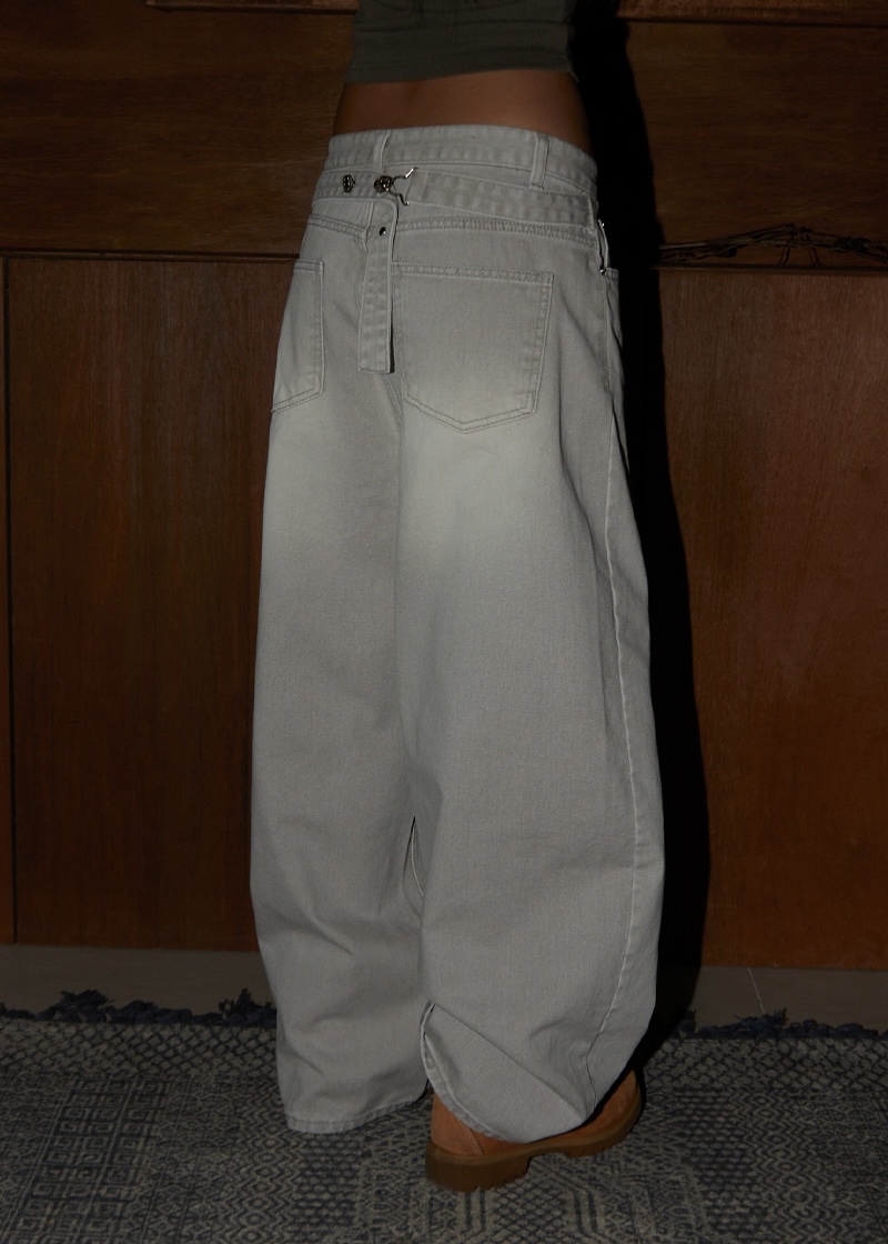 Mega Wide Backstrap Denim Pants 