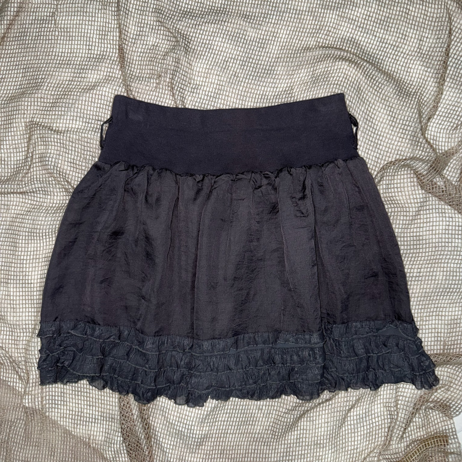 Black Ruffled Mini Skirt